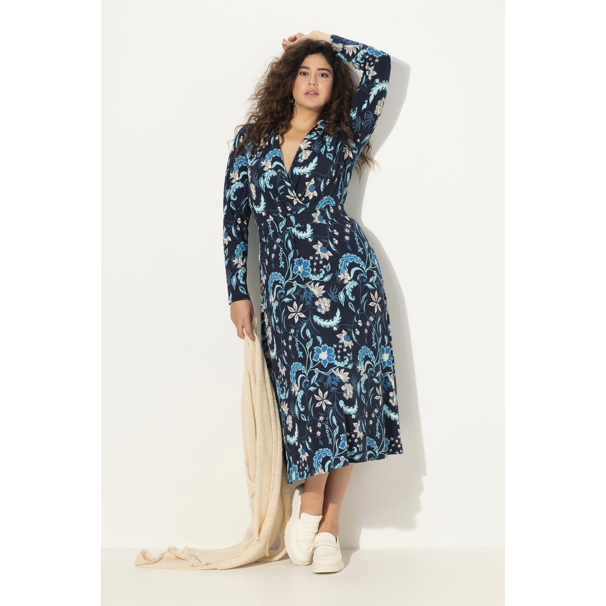 Robe midi en jersey marine, ULLA POPKEN