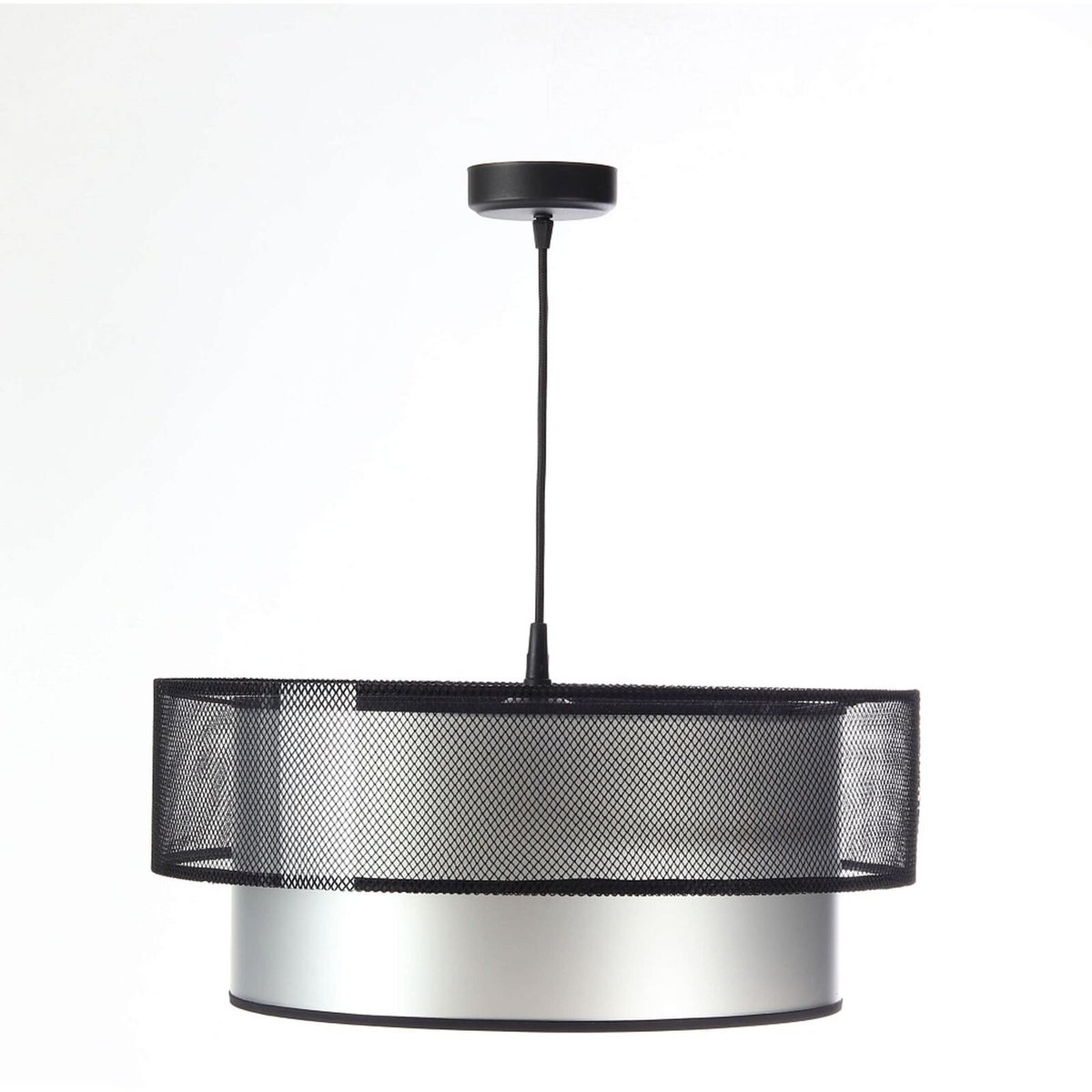 Suspension DUO ÉLÉGANT filet noir et argent satiné et brillant, BPS KONCEPT