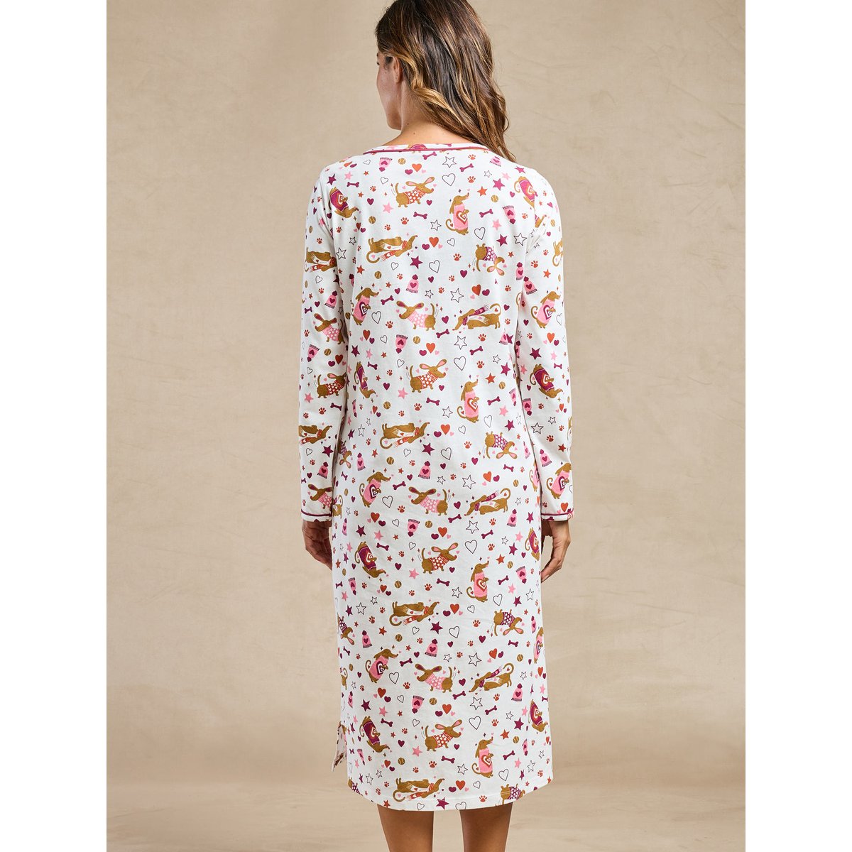 Lot de 2 chemises de nuit imp. blanc + rouge, DAXON
