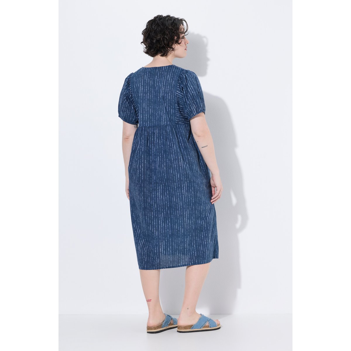 Robe midi en voile, coupe évasée myrtille, ULLA POPKEN