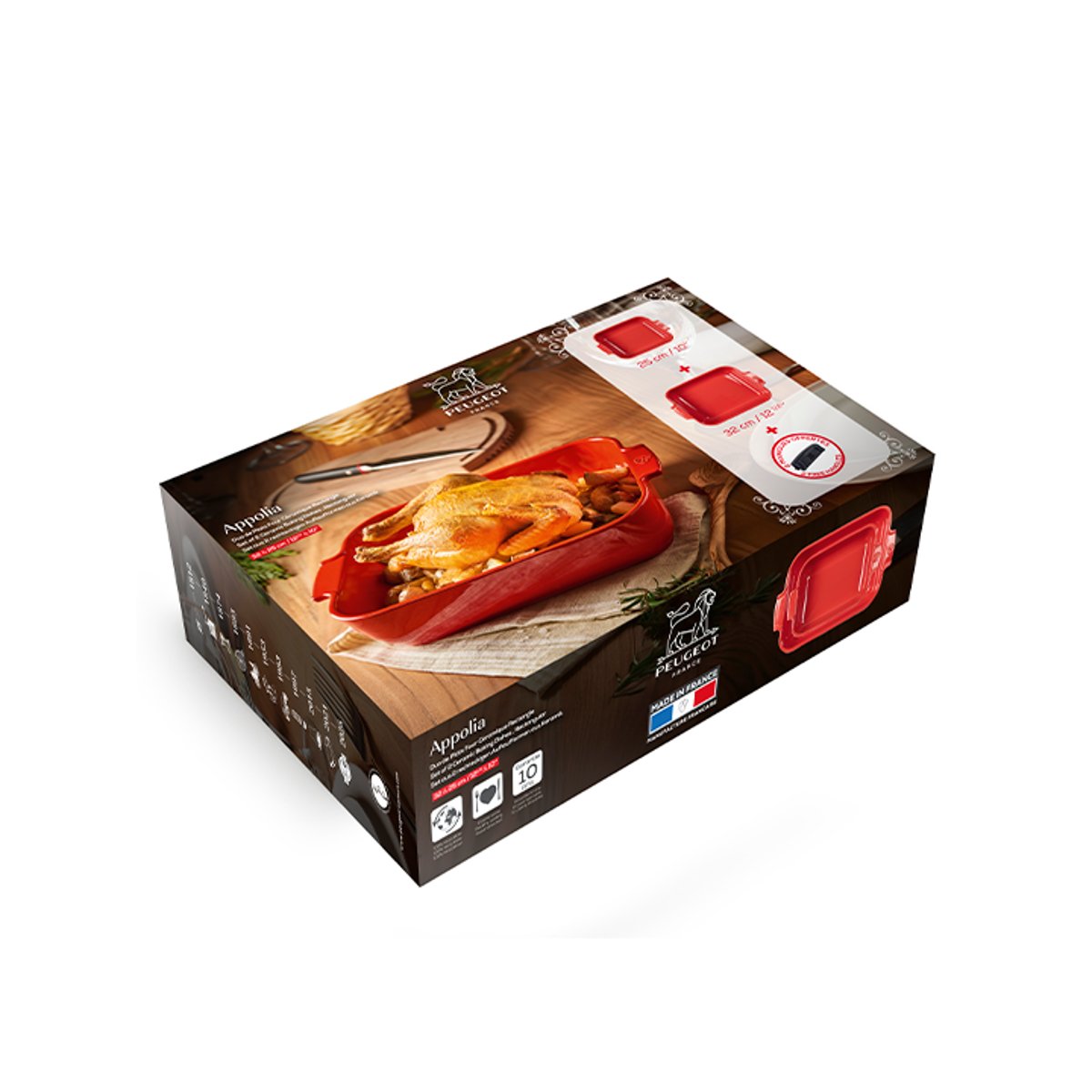 Un duo de plats céramique 32 et 25 cm dans rouge, PEUGEOT