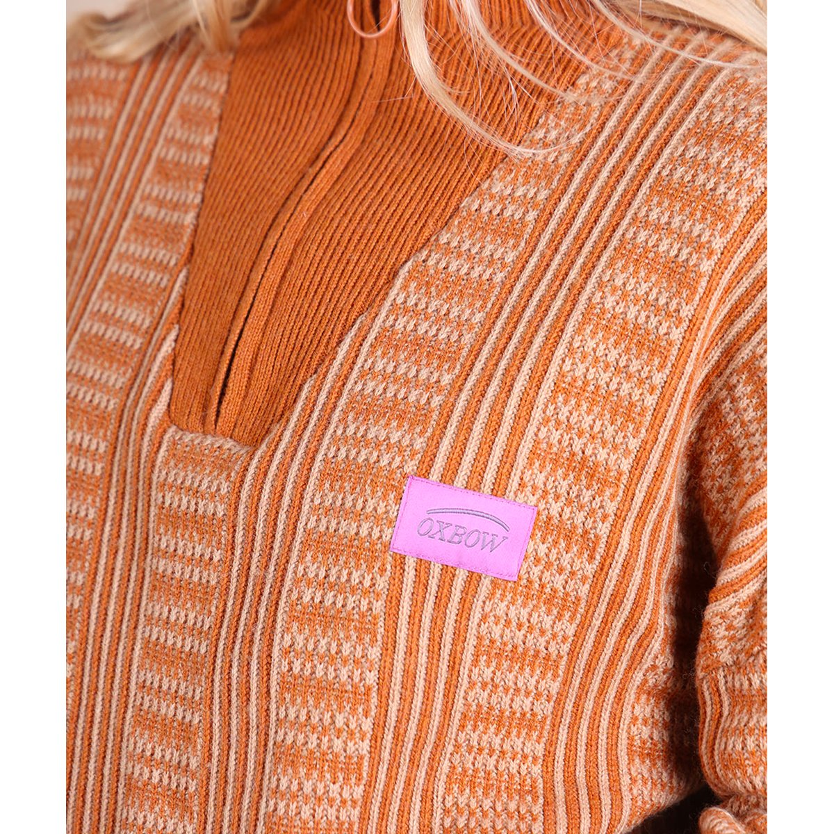 Pull turtleneck demi zippé TANNING spice brown, OXBOW