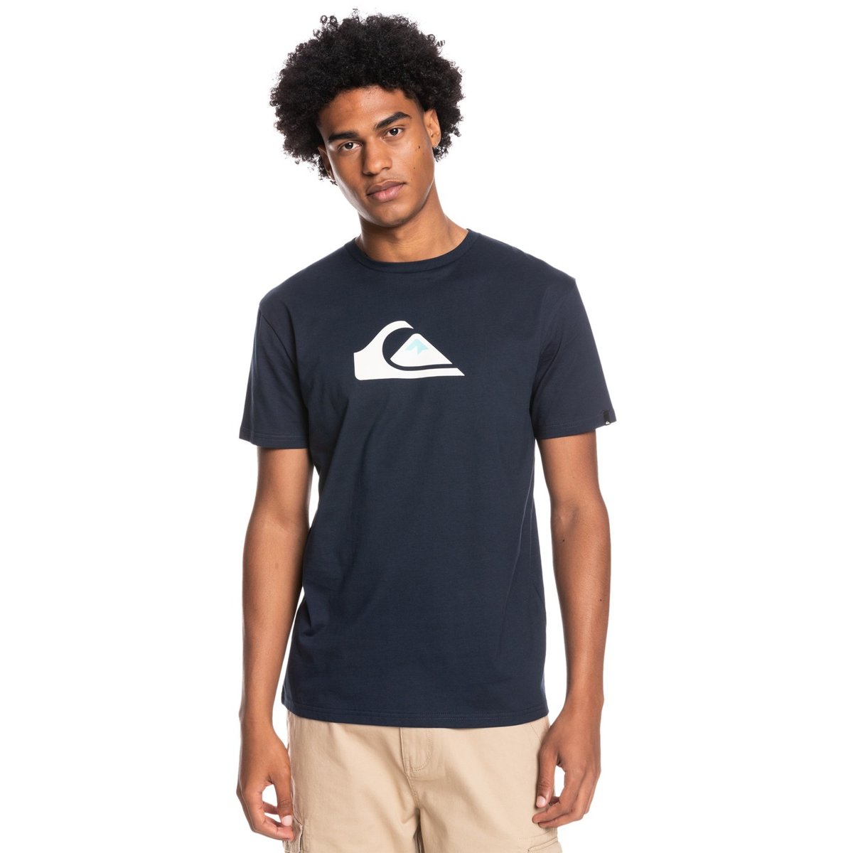 T-shirt à manches courtes col rond logo bleu marine, QUIKSILVER