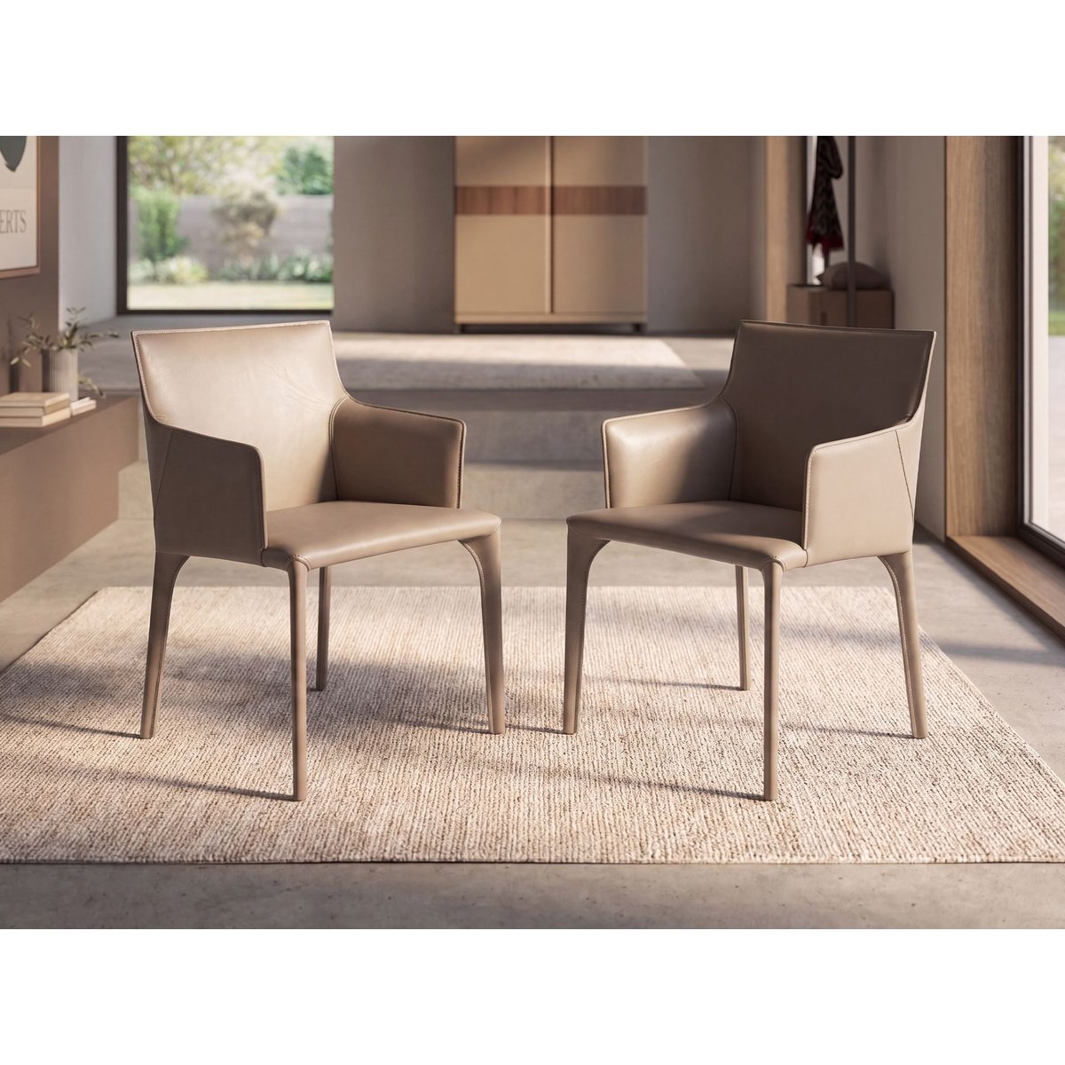 Chaise en cuir régénéré taupe, ANGEL CERDA