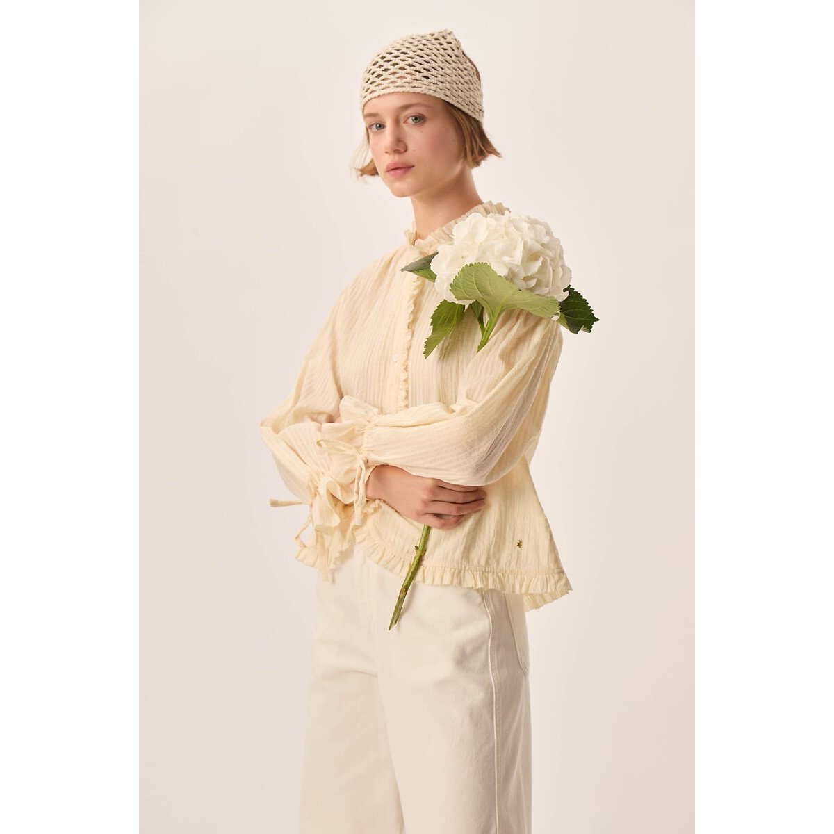 Blouse à volants, TOLUCA jaune clair, DES PETITS HAUTS