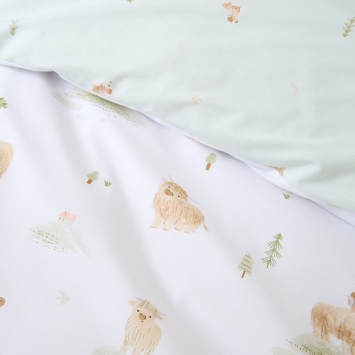 Mini Moo Cow Reversible Cotton Duvet Cover and Pillowcase Set white, BIANCA FINE LINENS