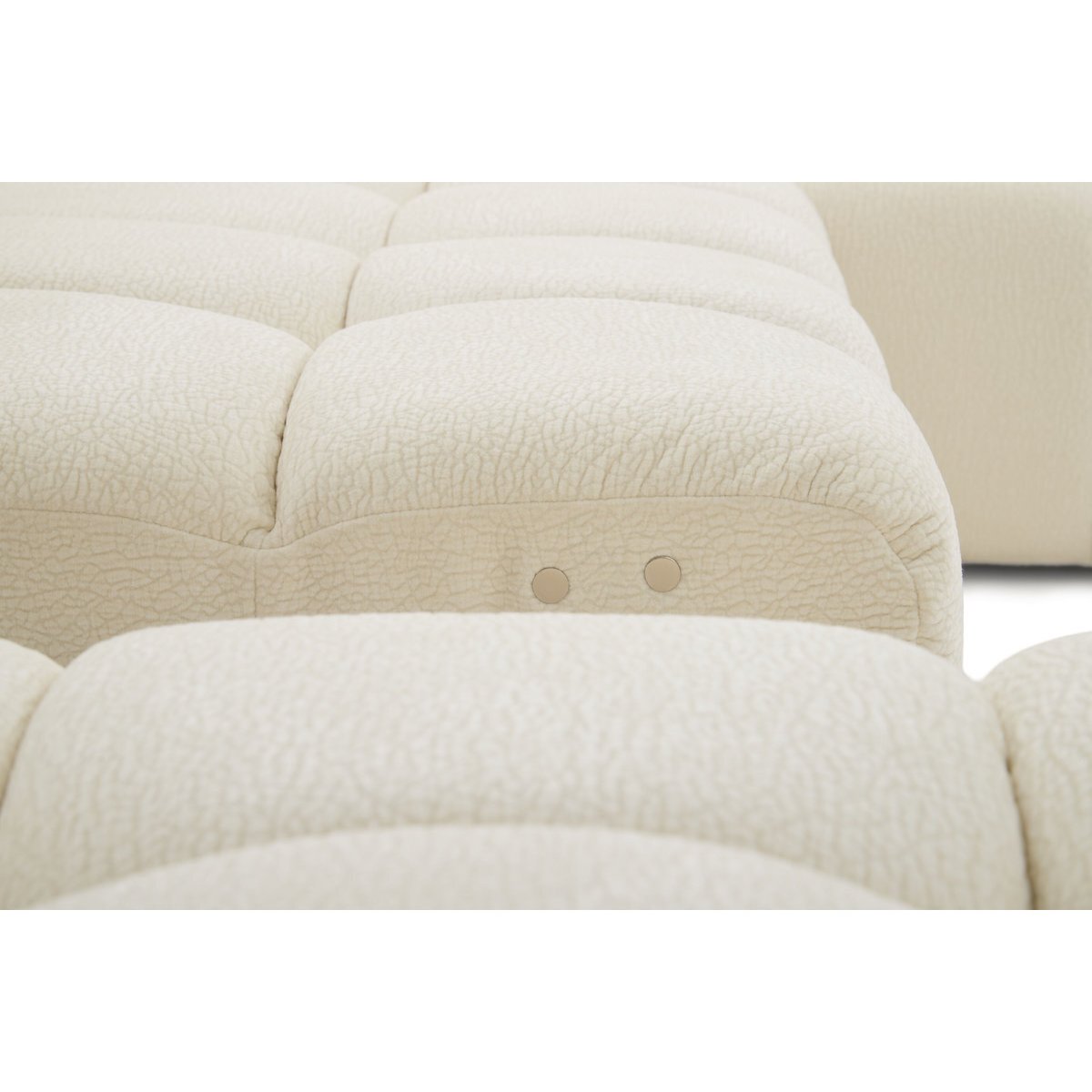 Canapé d'angle convertible 4 places en tissu texturé, ANDRE blanc, BOBOCHIC