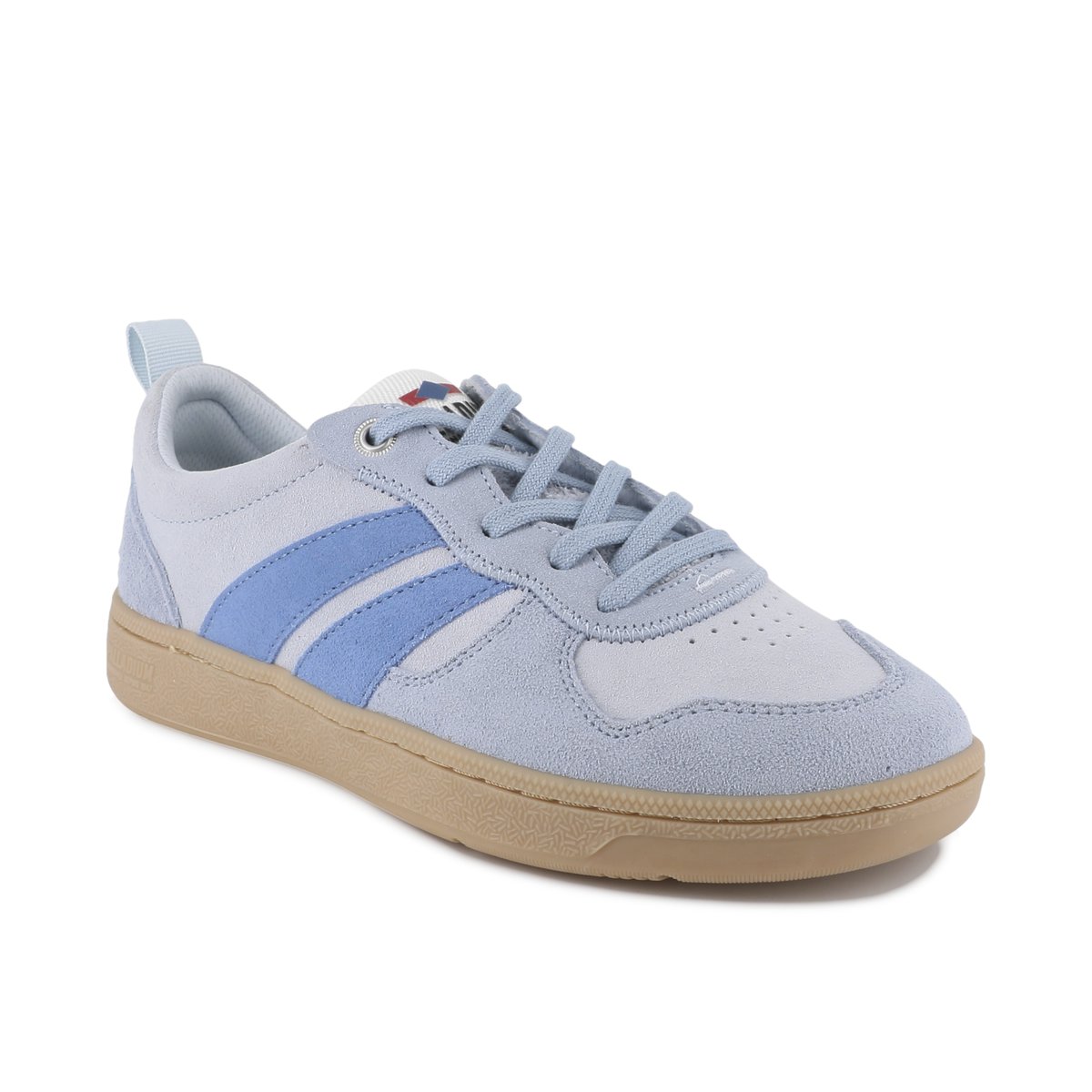 Baskets basses en suede PALLACUP FLAME SDE bleu-celestial blue/illusion blue, PALLADIUM