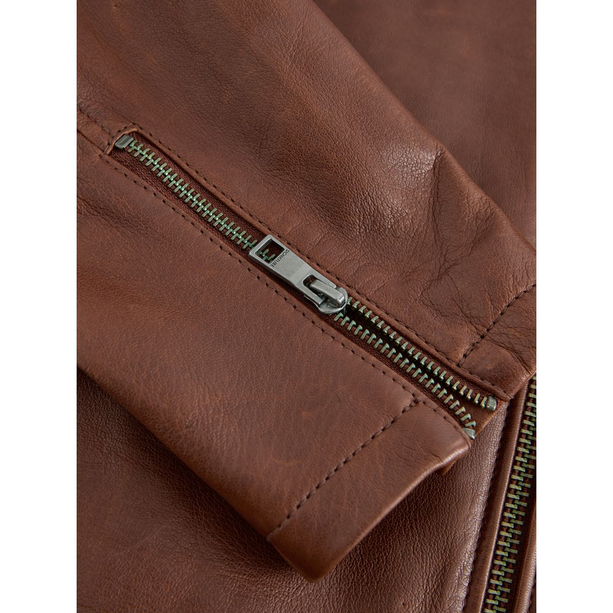 Veste en cuir zippée marron, NEXT