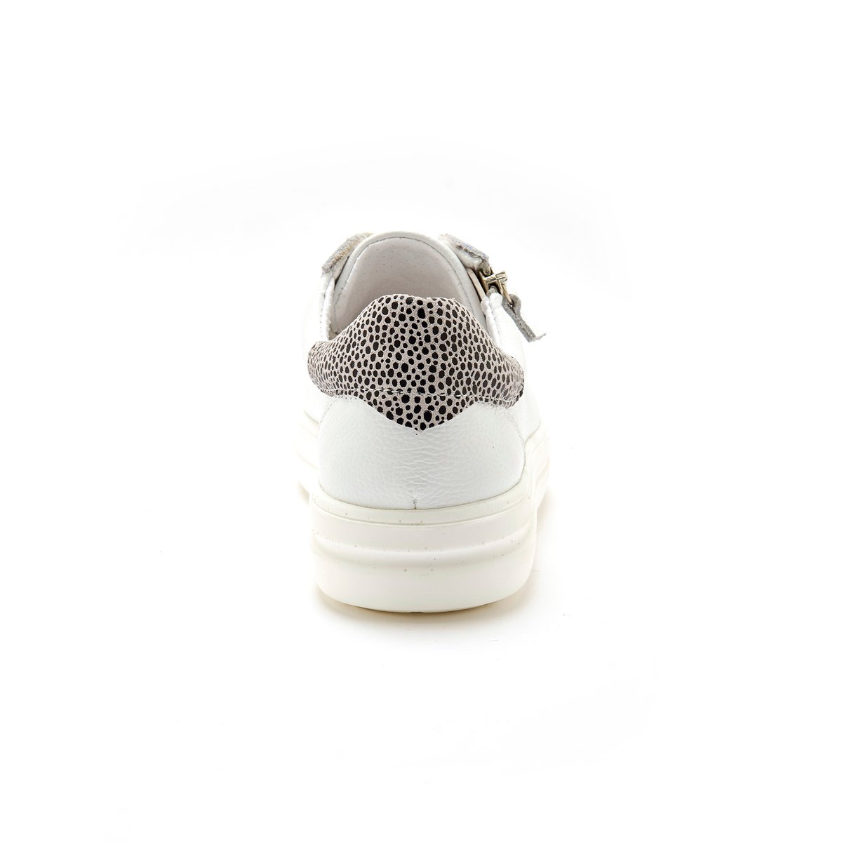 Baskets cuir avec zip et lacets blanc, PEDICONFORT