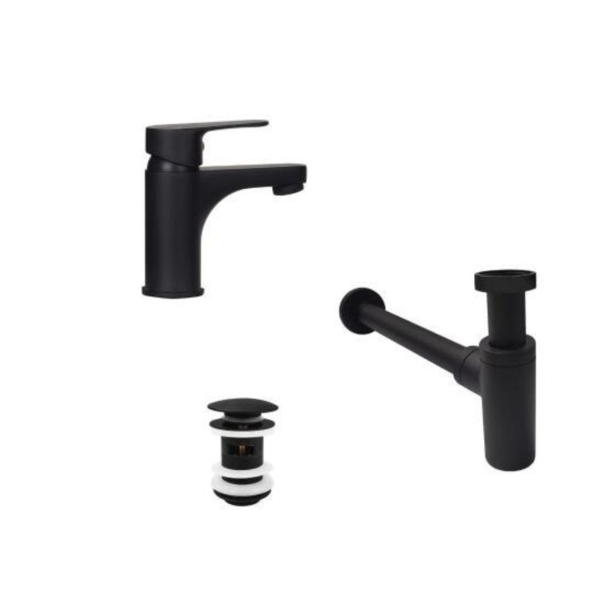 Robinet GRIFO + bonde CLINT + siphon SIMON noir, MOB IN