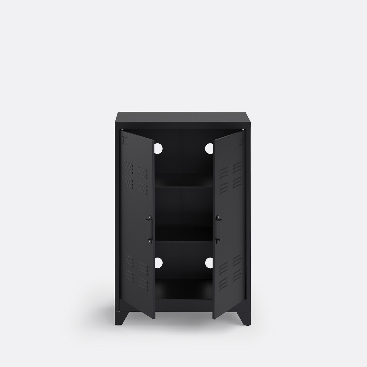 Armoire basse 2 portes en métal acier, HIBA noir, LA REDOUTE INTERIEURS