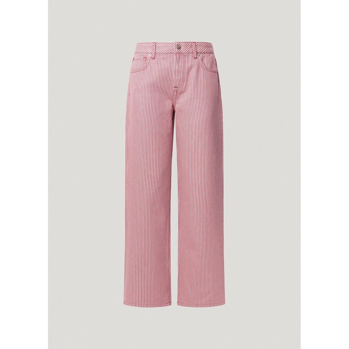 Striped Wide Leg Jeans with High Waist red/white, PEPE JEANS