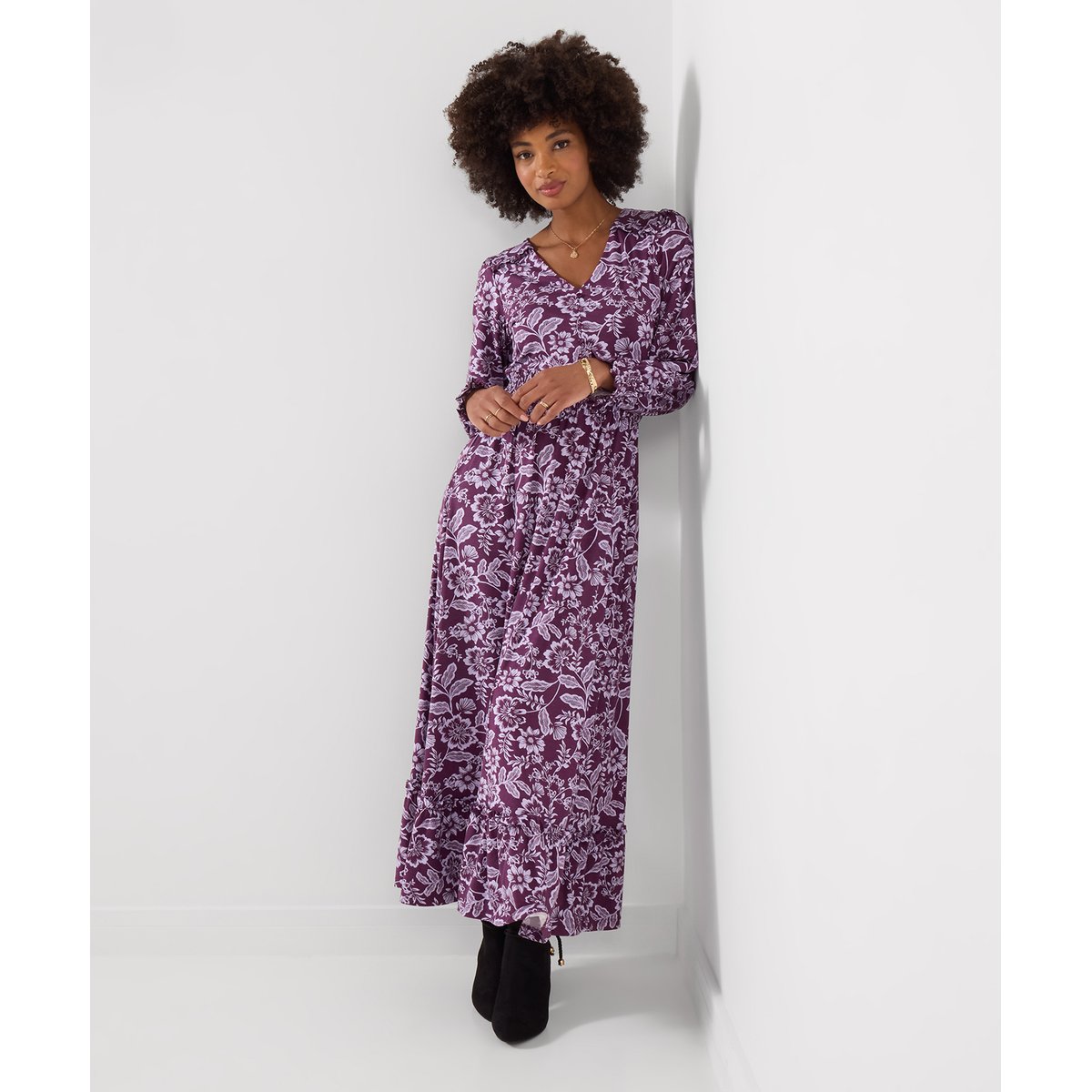 Robe Longue en Jersey à Manches Longues Thea violet, JOE BROWNS
