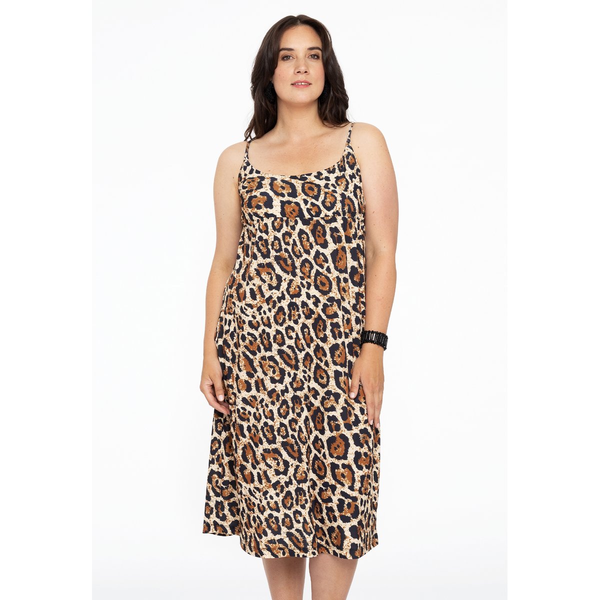 Robe avec imprimé léopard brun clair, YOEK