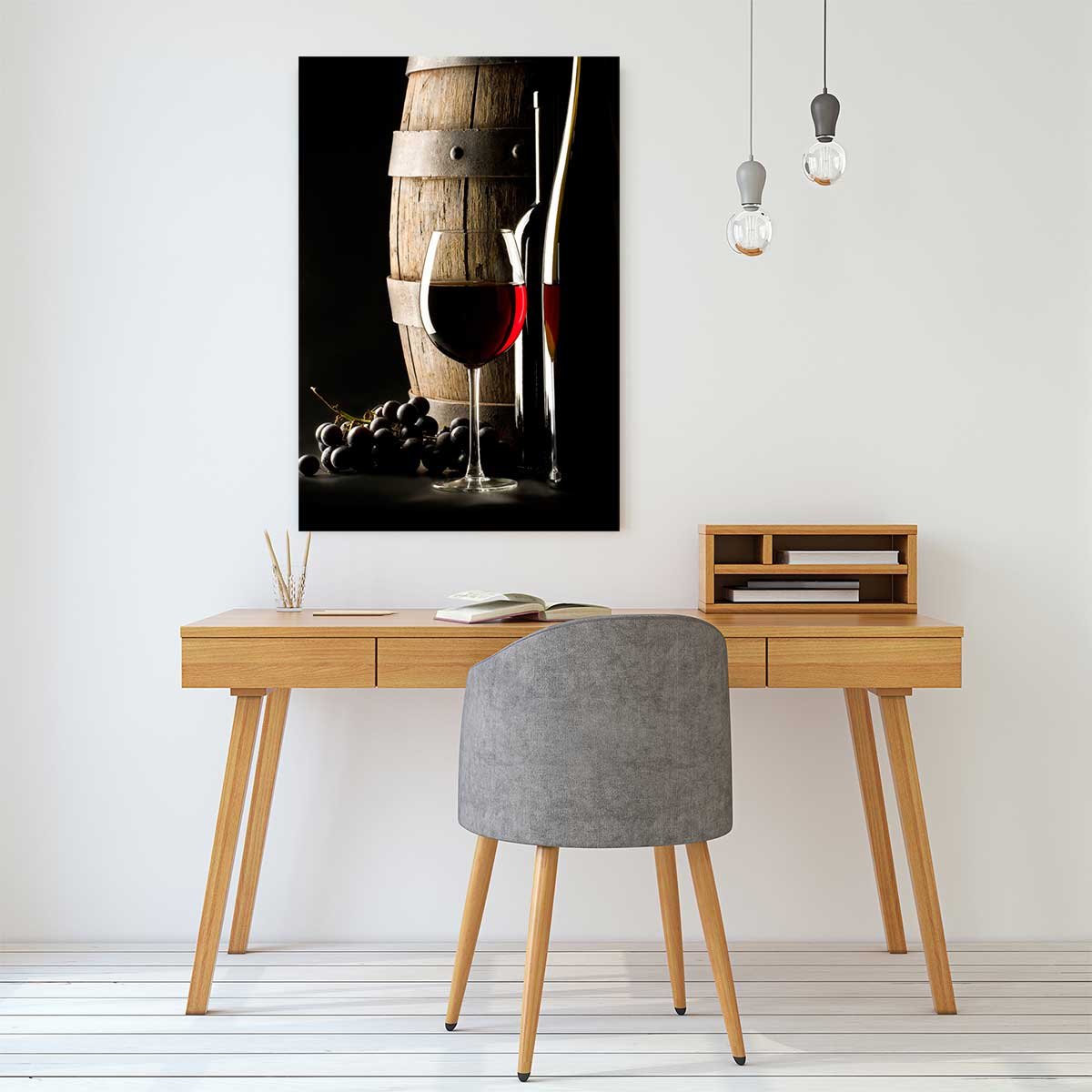 Tableau tonneau et verre de vin rouge tableau alu dibond, HEXOA