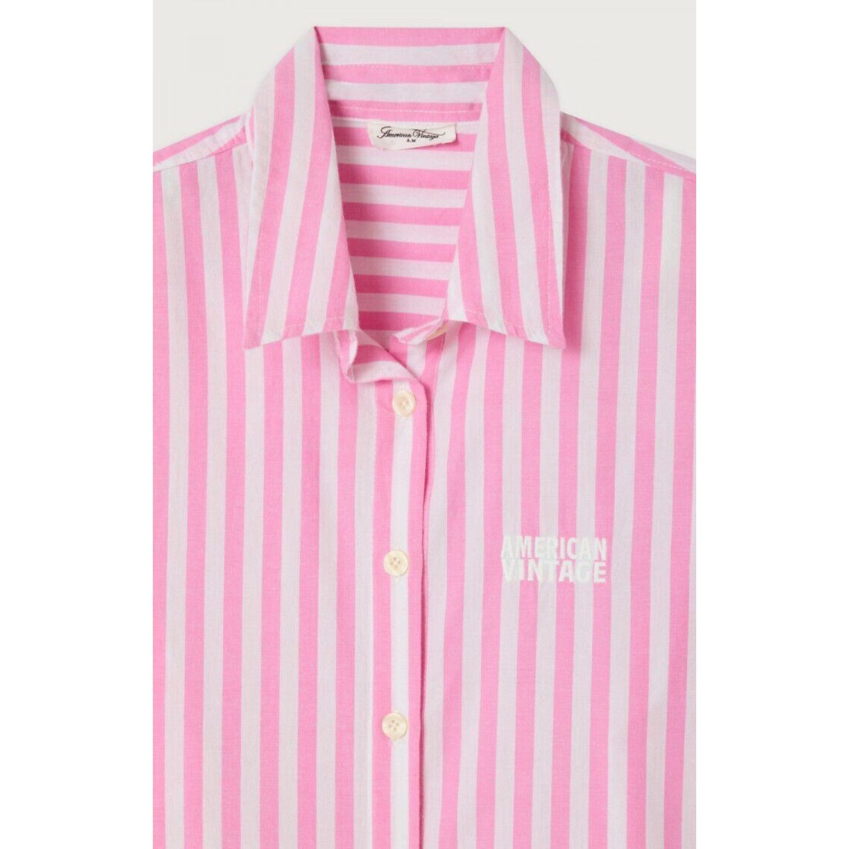 Camisa de rayas de manga corta, VEXTOWN rayas rosa, AMERICAN VINTAGE