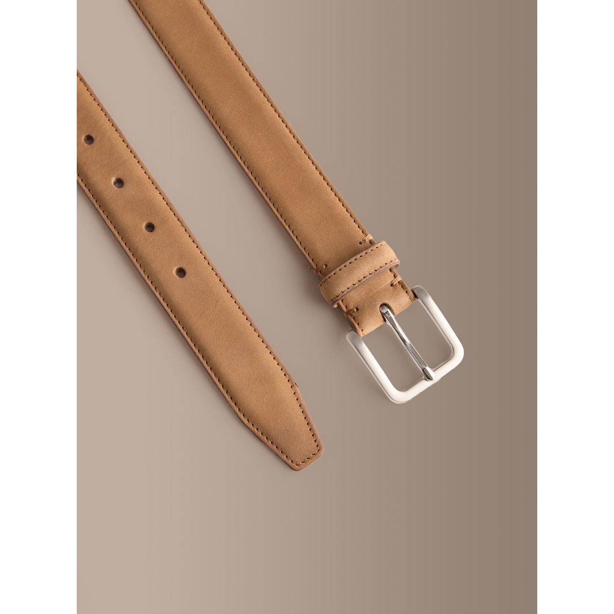 Ceinture en nubuck fabriquée espagne signature marron fauve, NEXT