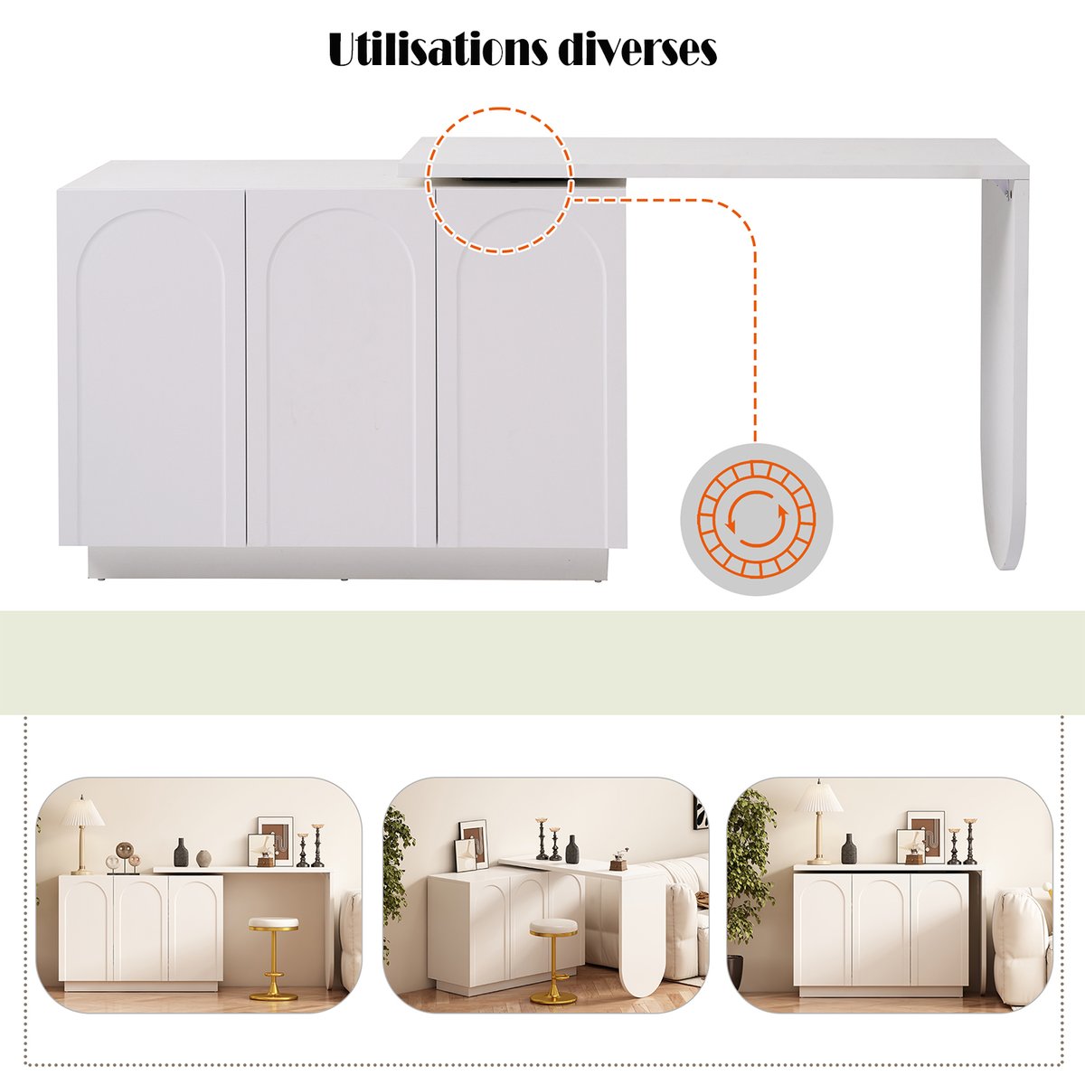 Bureau d’angle réversible avec rangement, BABERC blanc, MEUBLES COSY