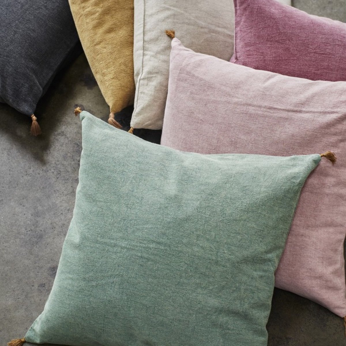 Housse coussin coton lavé rose, MADAM STOLTZ
