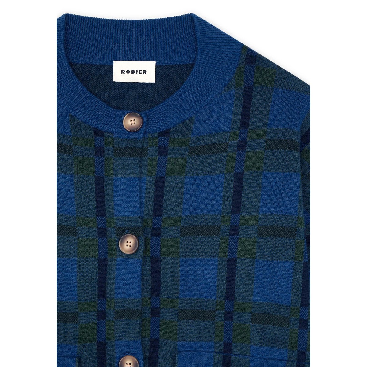 Veste à carreaux en maille bleu, RODIER