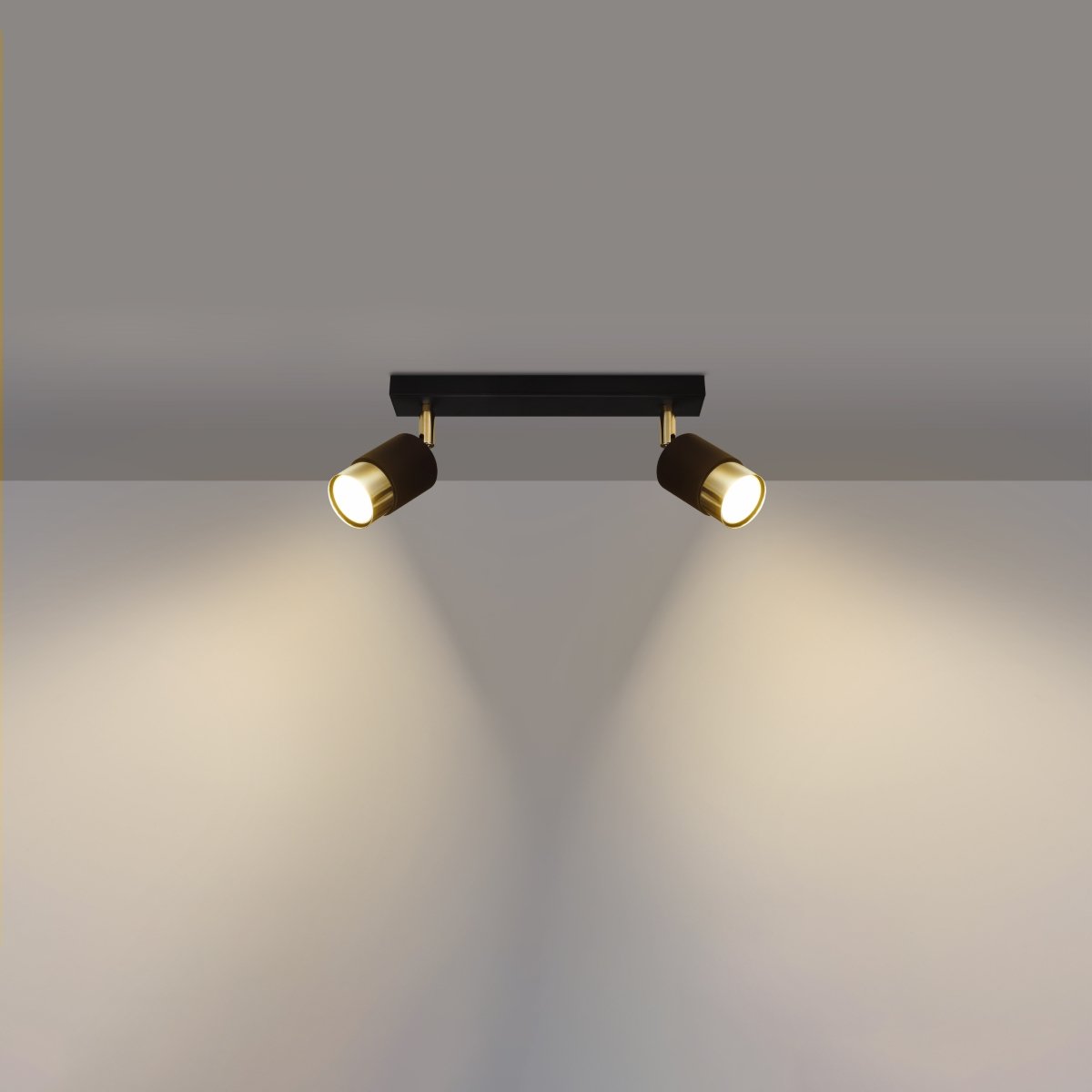 Plafonnier Acier Or/Noir GU10 2 Nero jaune, EDEN