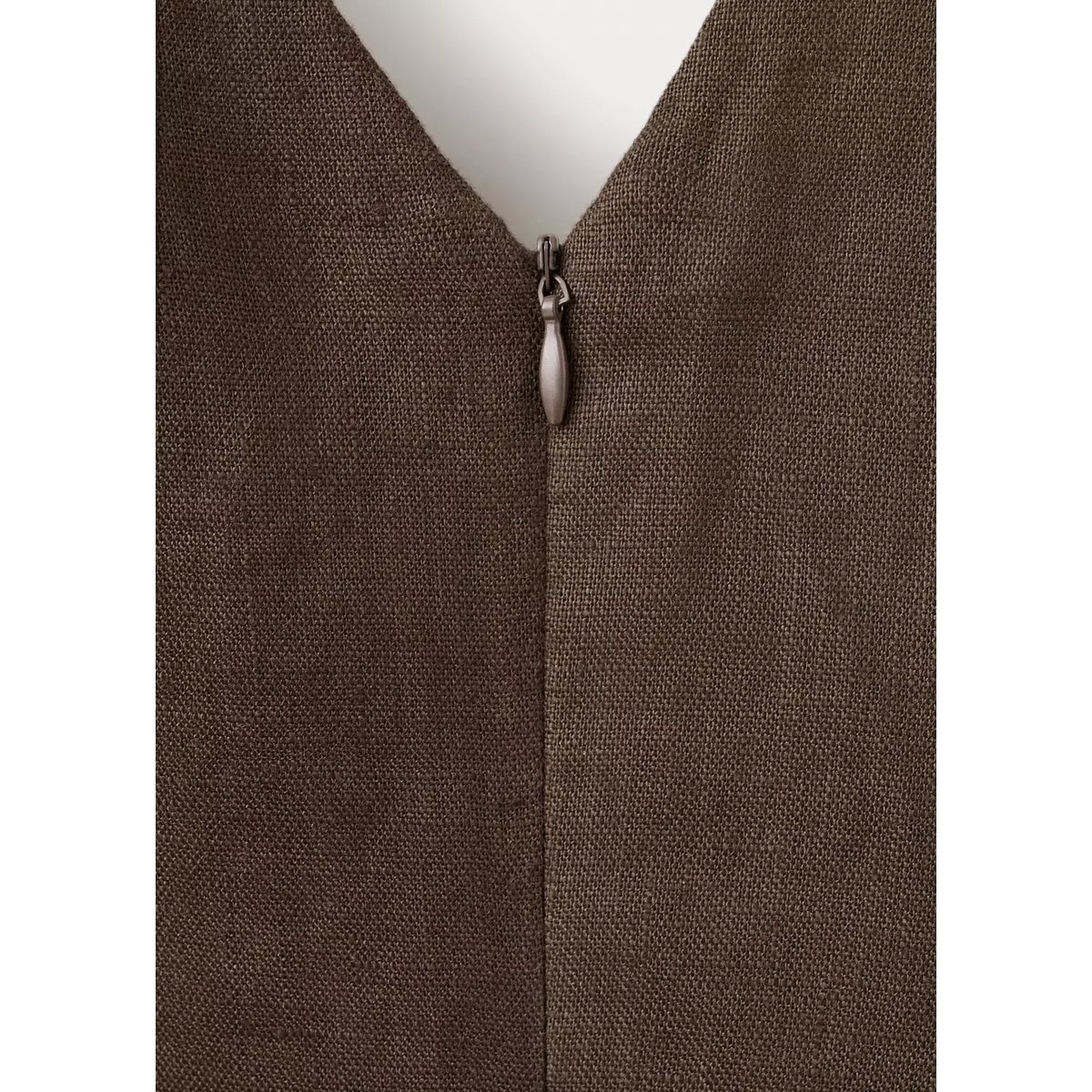 Robe midi en lin avec ceinture chocolat, MANGO