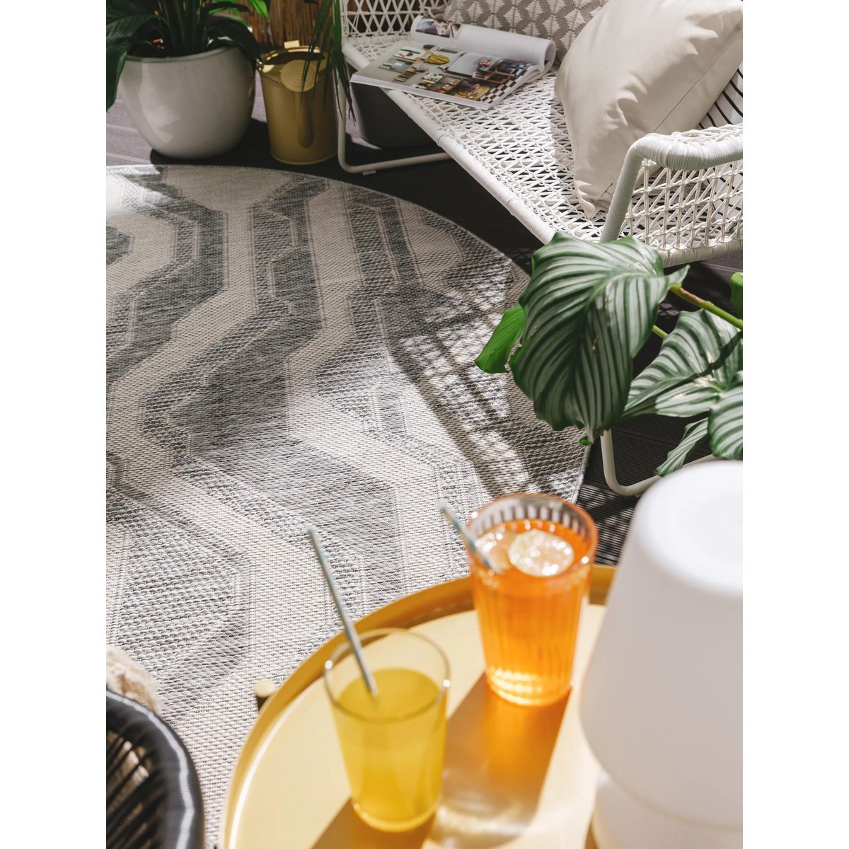 Tapis rond d'extérieur & intérieur BRONCO gris, BENUTA 