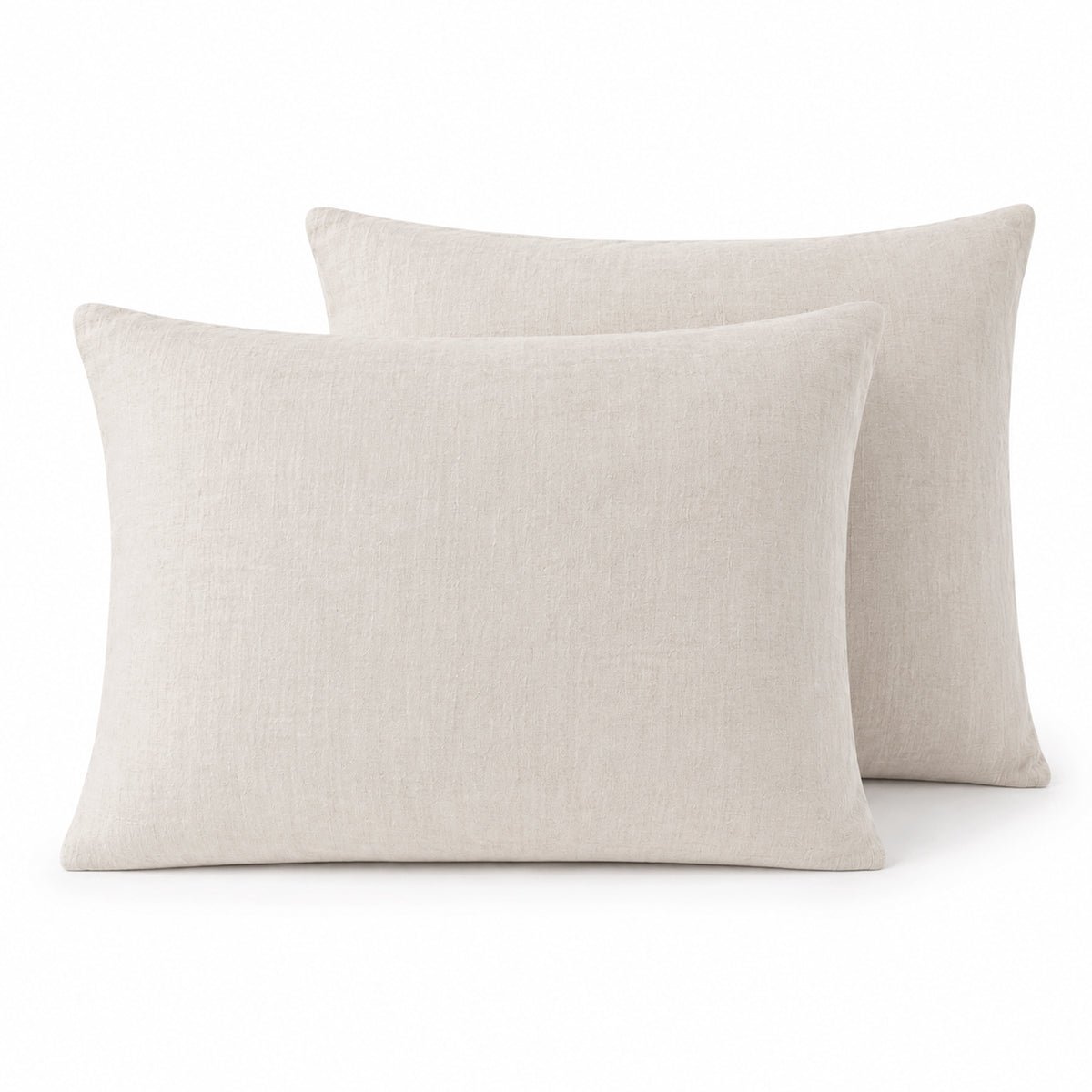 Taie d'oreiller (x2) lin lavé ADELE Made in Europe beige clair, FEBRONIE