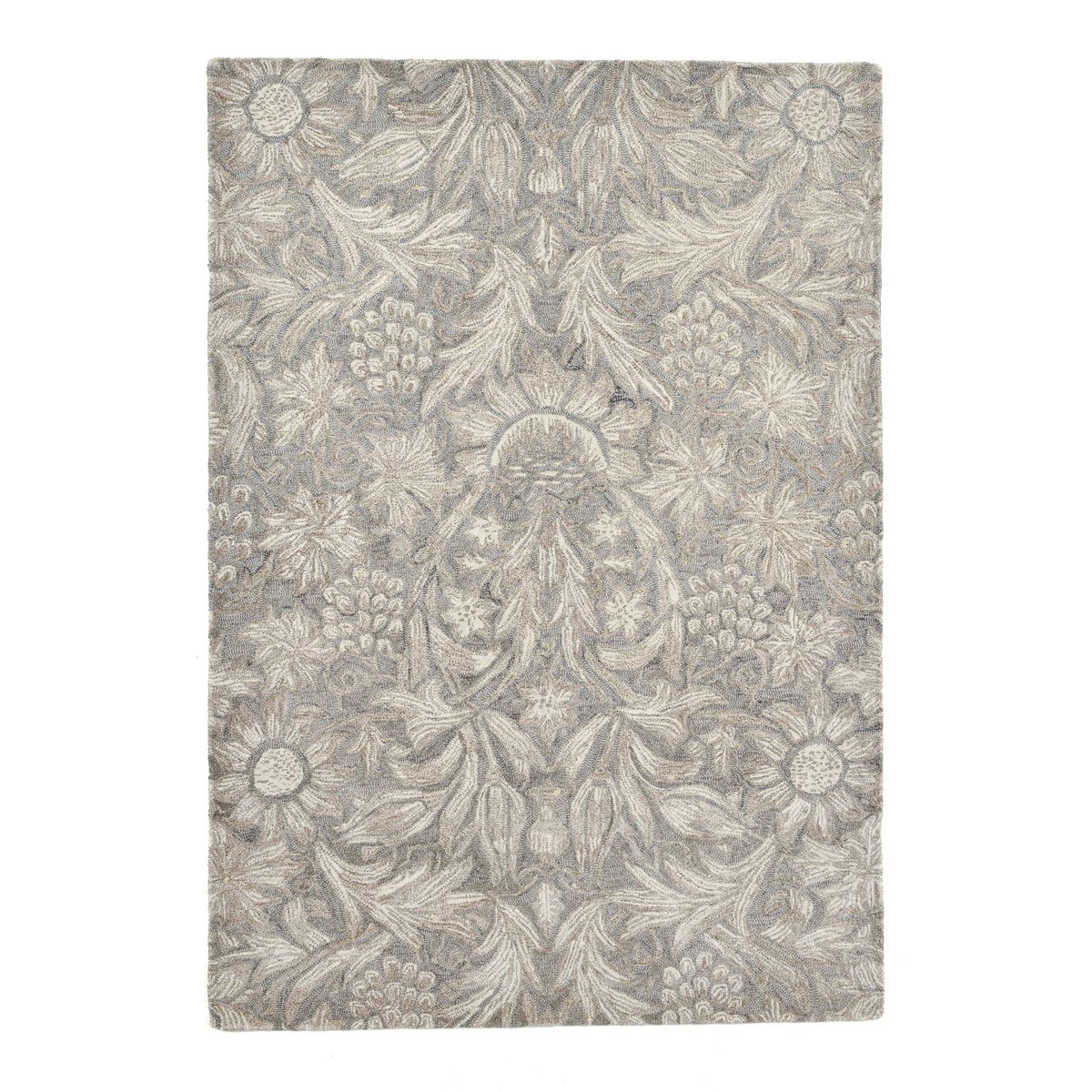 Tapis tufté main en laine vierge et viscose beige, THEKO