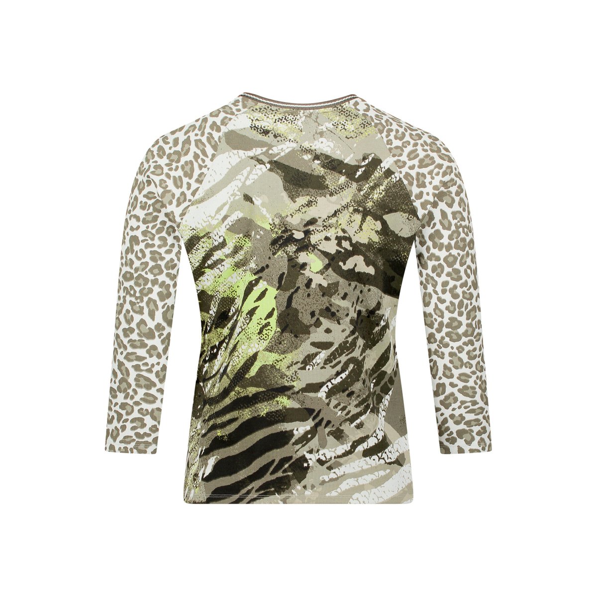 Cardigan façon t-shirt de texture côtelée khaki/cream, BETTY BARCLAY