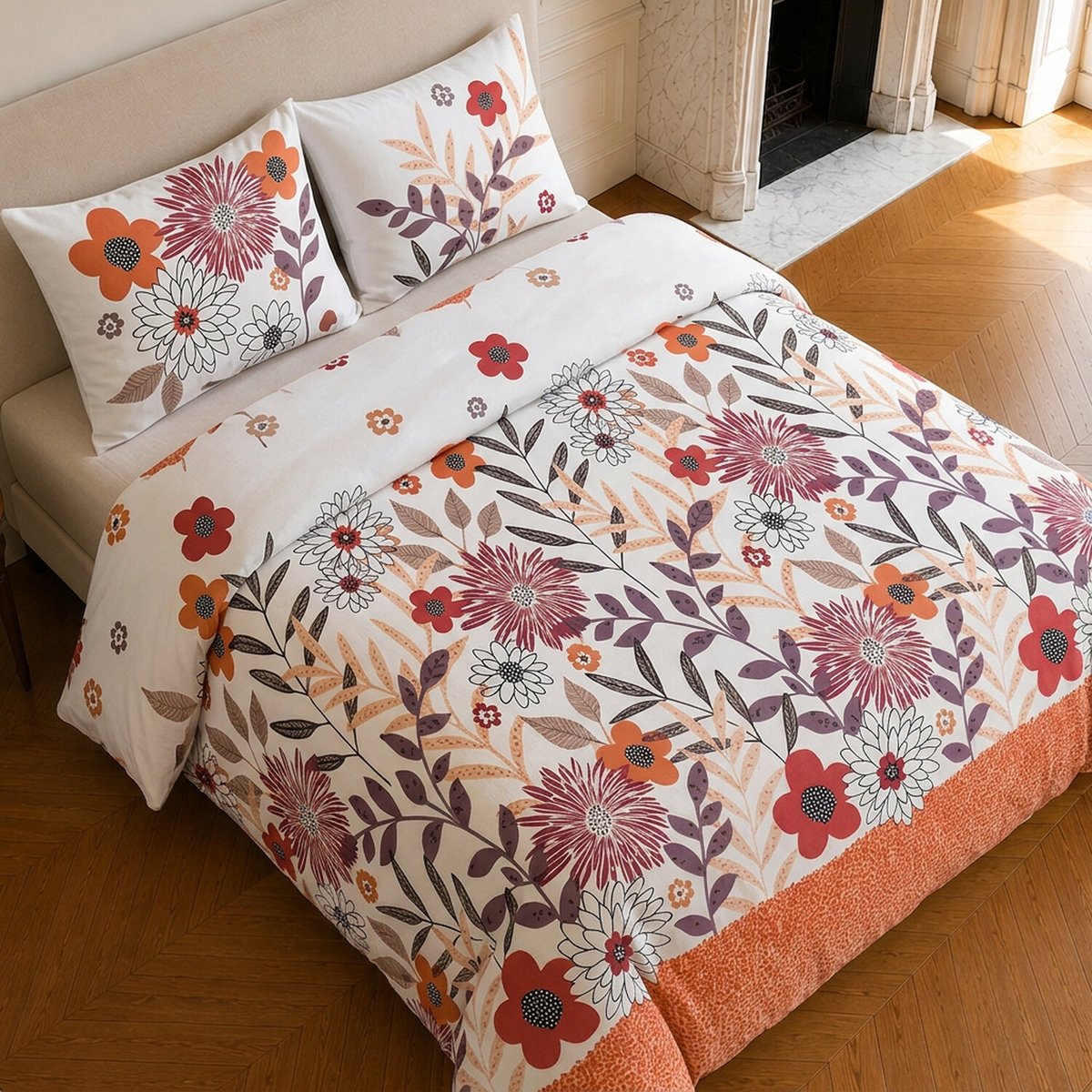 Parure de lit en microfibre motif floral, PRINTEMPS multicolore, C DESIGN HOME TEXTILE