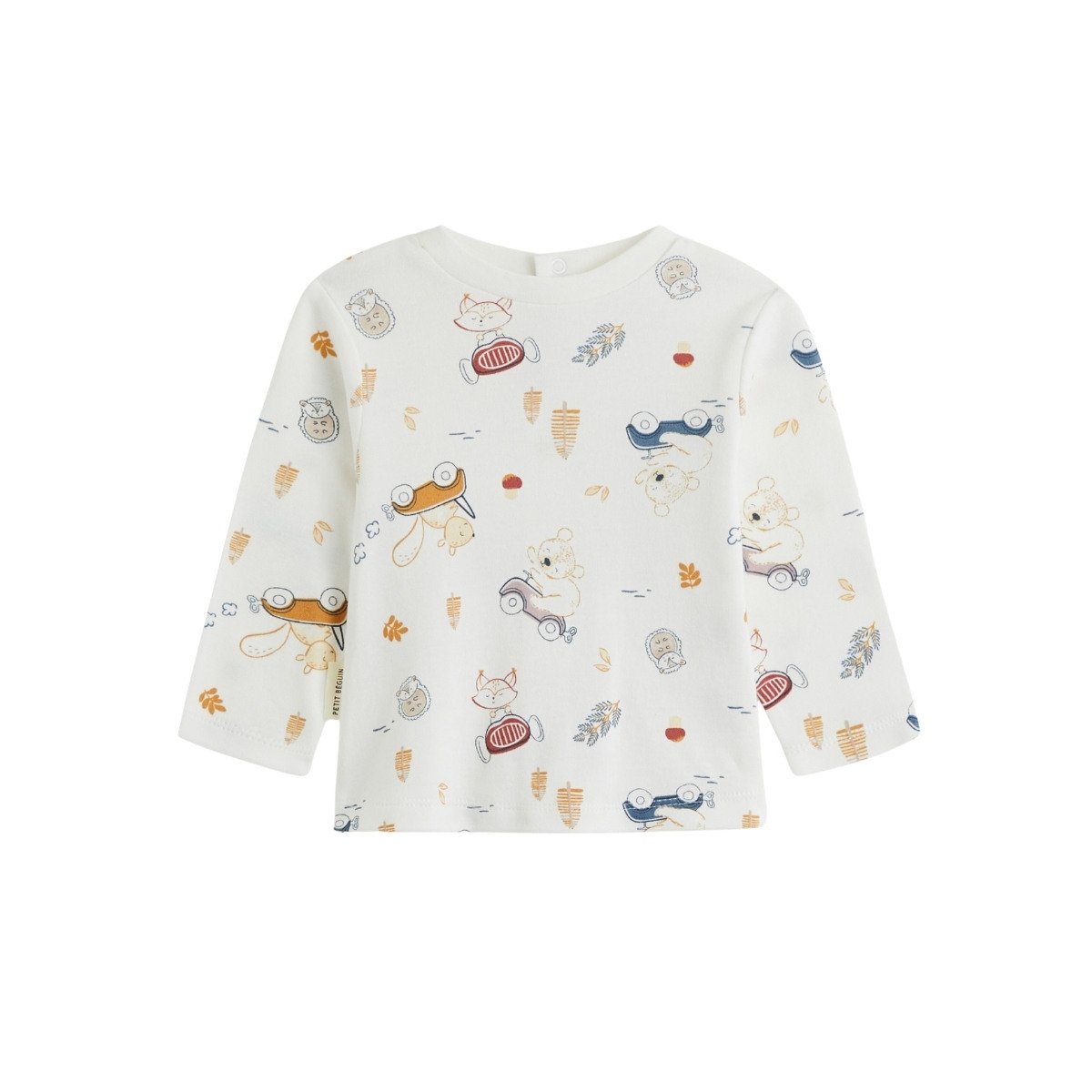 Ensemble salopette bébé en coton matelassé et t-shirt Emile bleu, PETIT BEGUIN