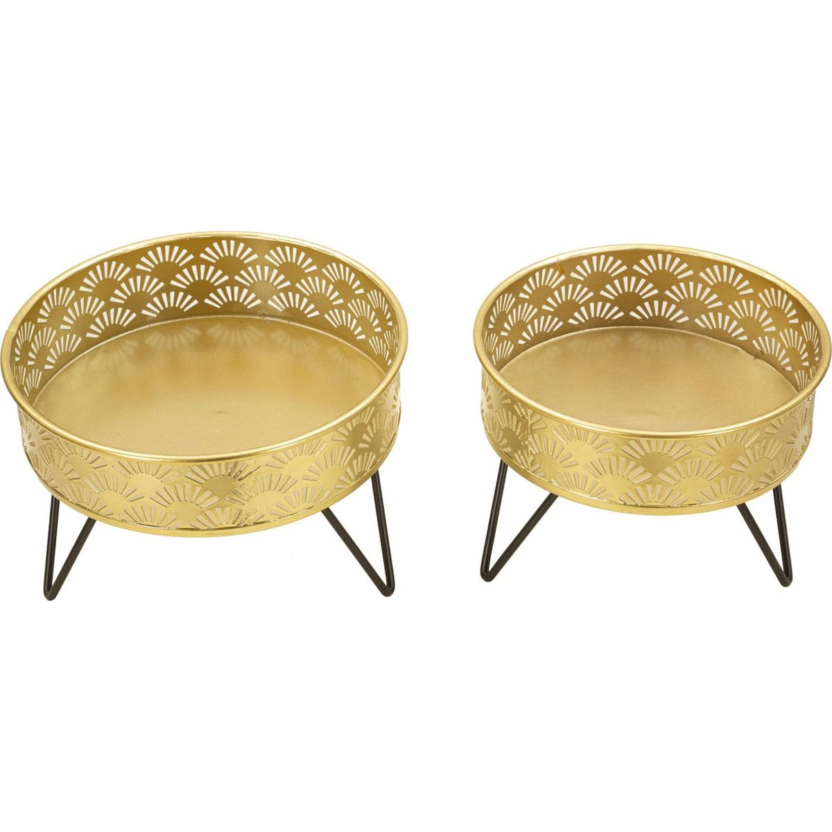 Cache-pots en fer motif ajouré lot de 2 GLAM noir et doré, RECOLLECTION