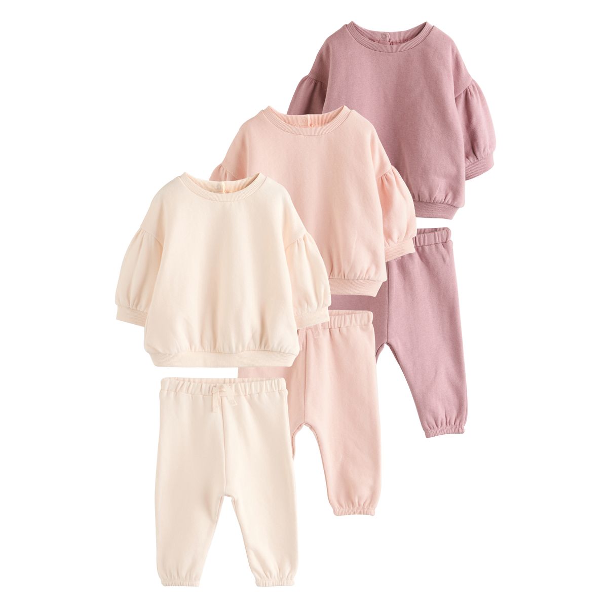Sweat et pantalon de jogging bébé, 6 pièces crème/rose, NEXT