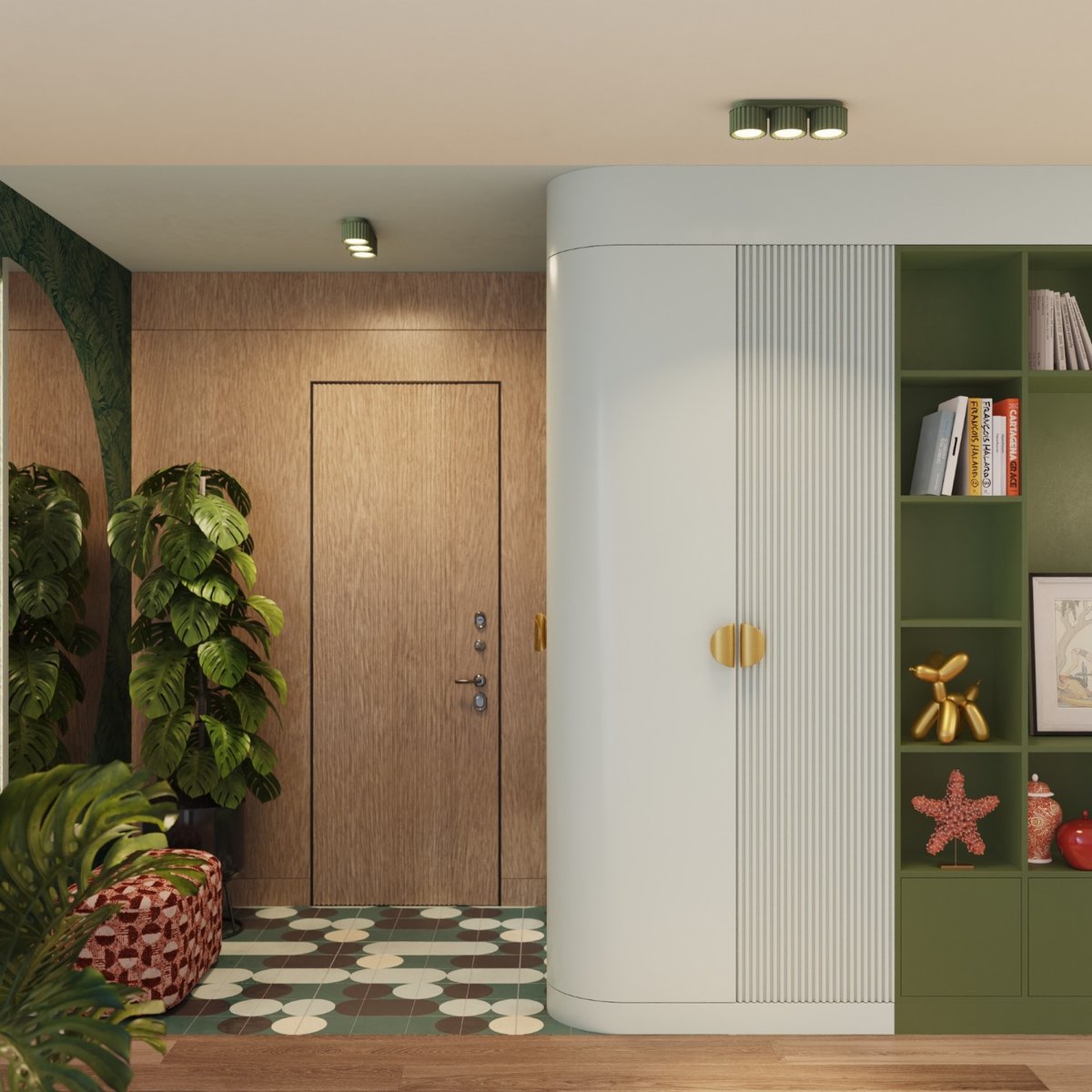Plafonnier Aluminium Vert Olive Gx53 3 AURA vert olive, EDEN