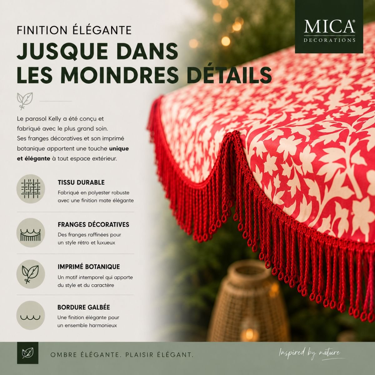 Parasol KELLY rouge, MICA DECORATIONS