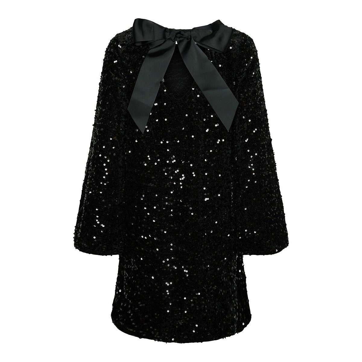 Sequin Dress with Bow Detail On Back black, PIECES