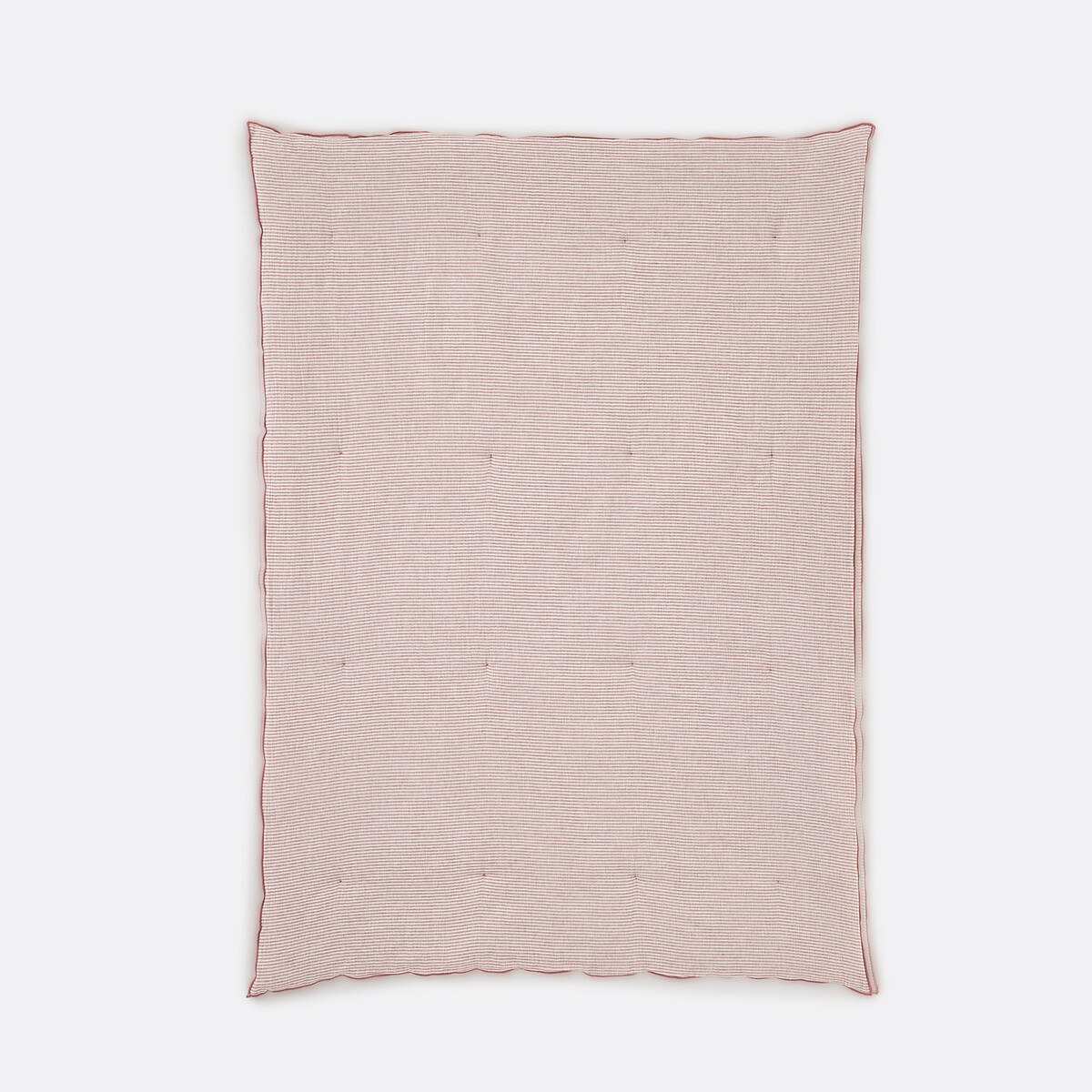 Édredon matelassé uni/rayé métis coton/lin, BOISSEAU bois de rose, LA REDOUTE INTERIEURS