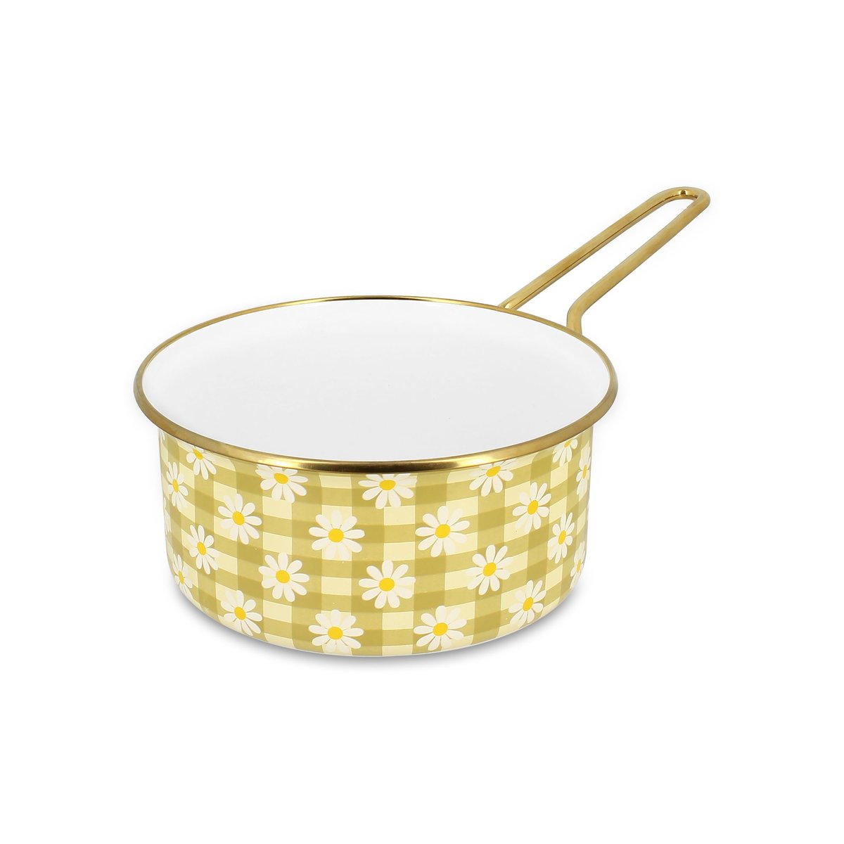 Casserole 18cm en acier émaillé, DAISY blanc-jaune, MENASTYL