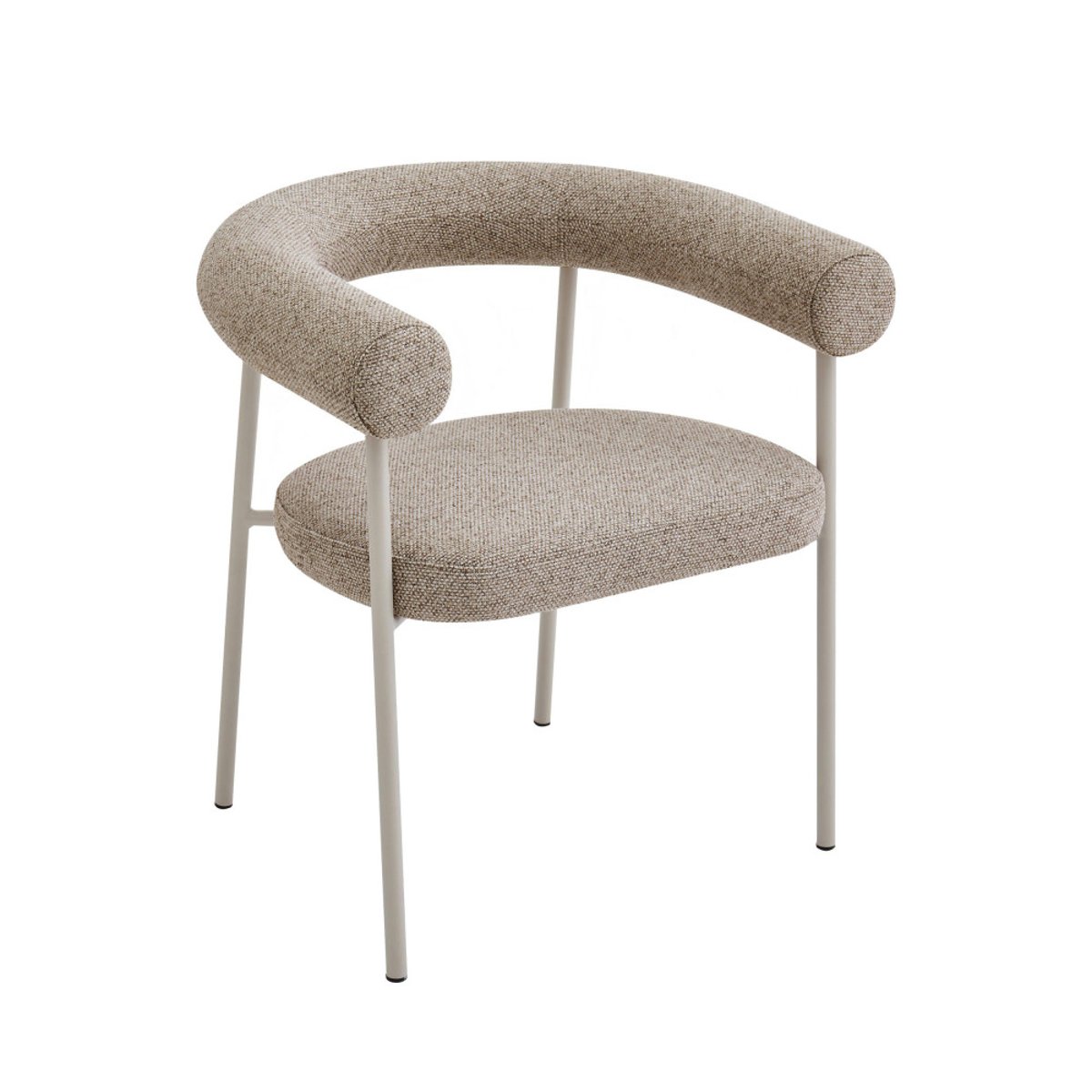 Lot de 2 fauteuils de table en tissu pieds beige- OLYMPE marron chiné, DRAWER
