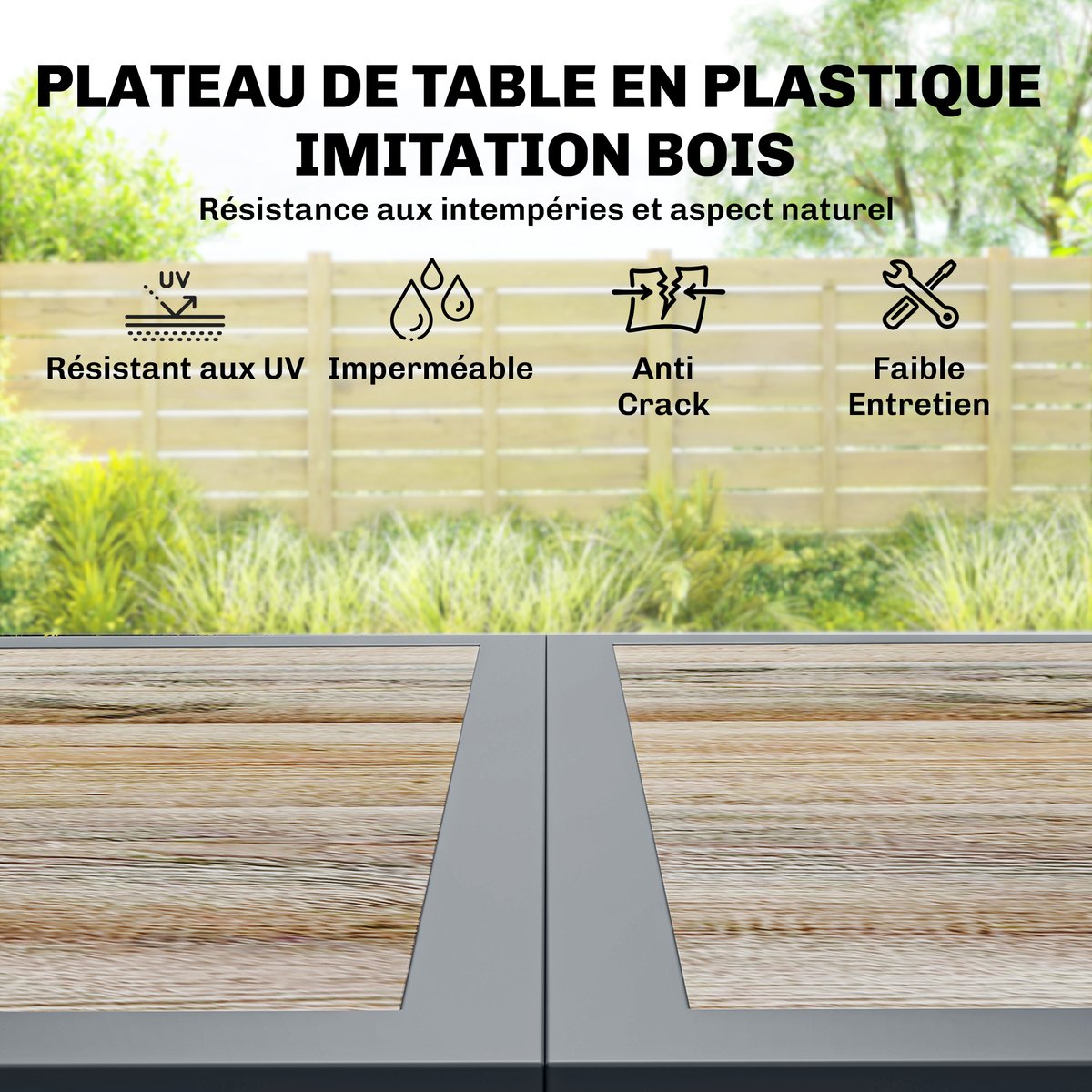 Ensemble de salon de jardin Acier Galvanisé gris foncé, marron clair, OUTSUNNY