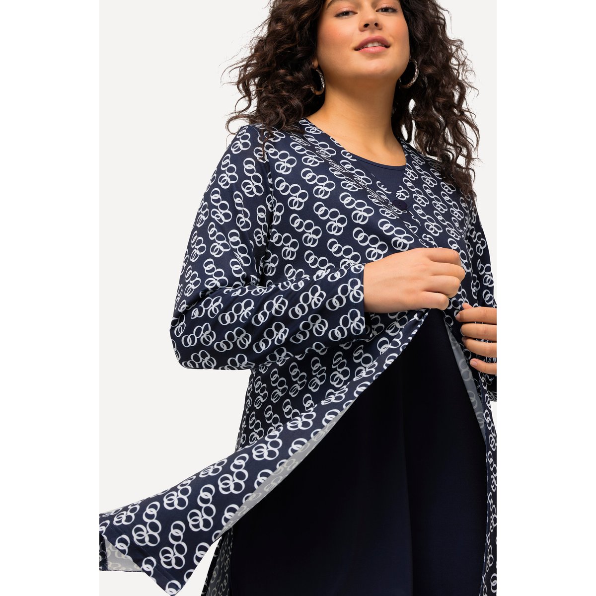 Veste en jersey, motif à rayures marine, ULLA POPKEN