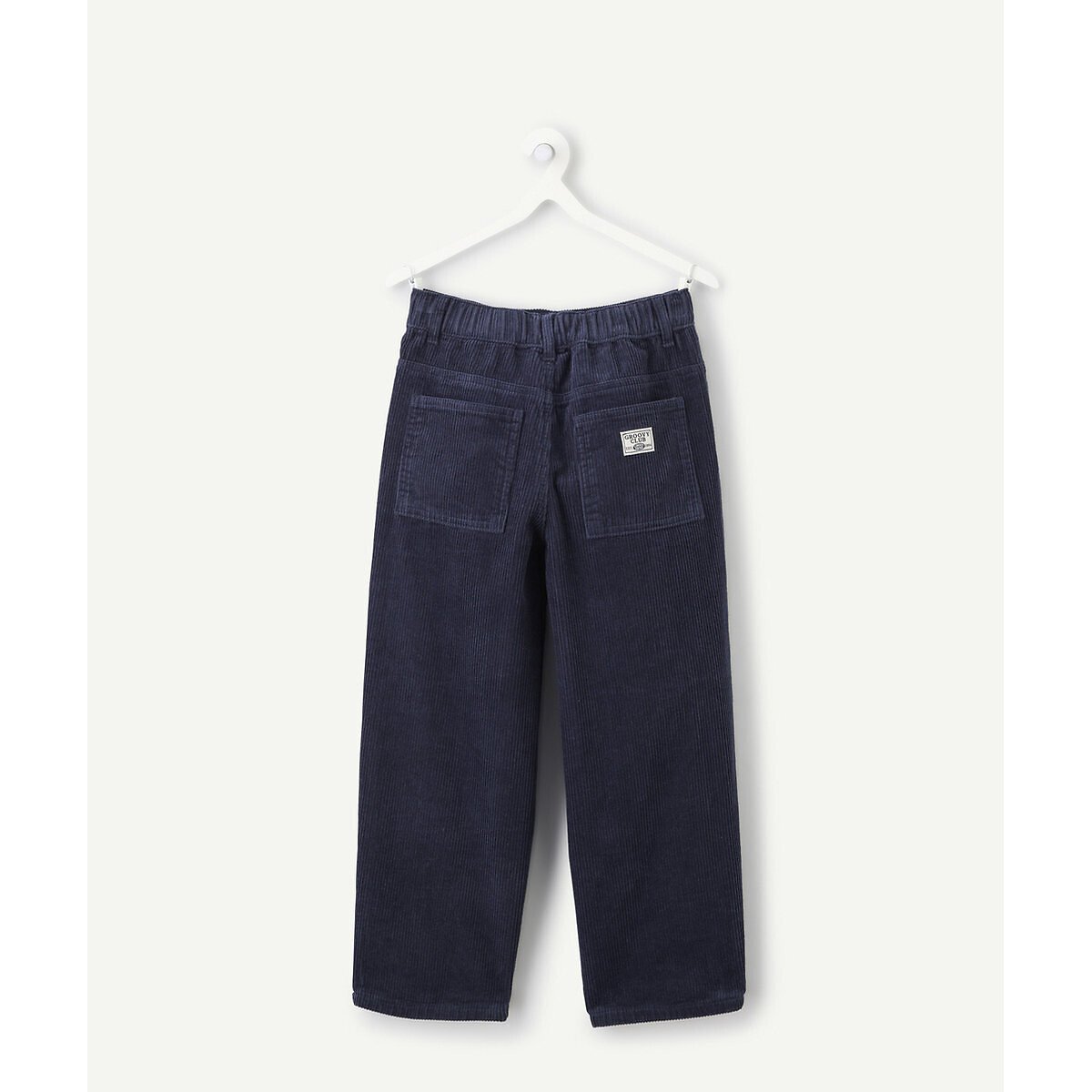 Pantalon forme baggy en velours bleu marine, TAPE A L'OEIL