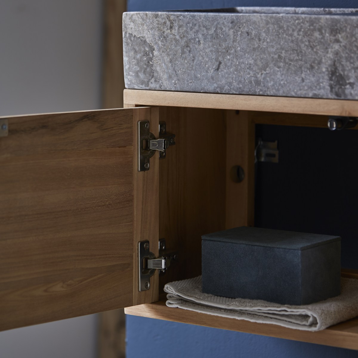 Meuble Salle De Bain en Teck massif, BASIC gris, TIKAMOON