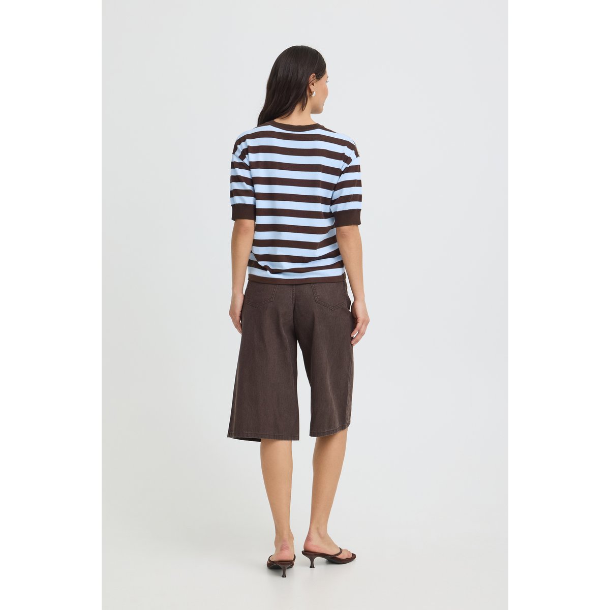 Manches à moitié marron java/chambray blue stripe, B.YOUNG