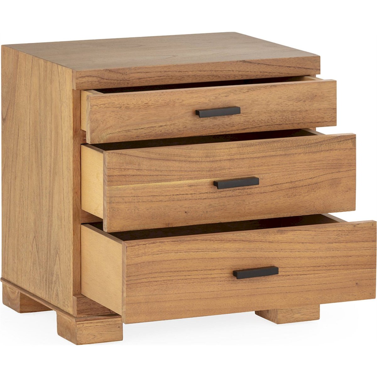 Table de chevet en bois de cèdre et métal brun miel et noir, RECOLLECTION