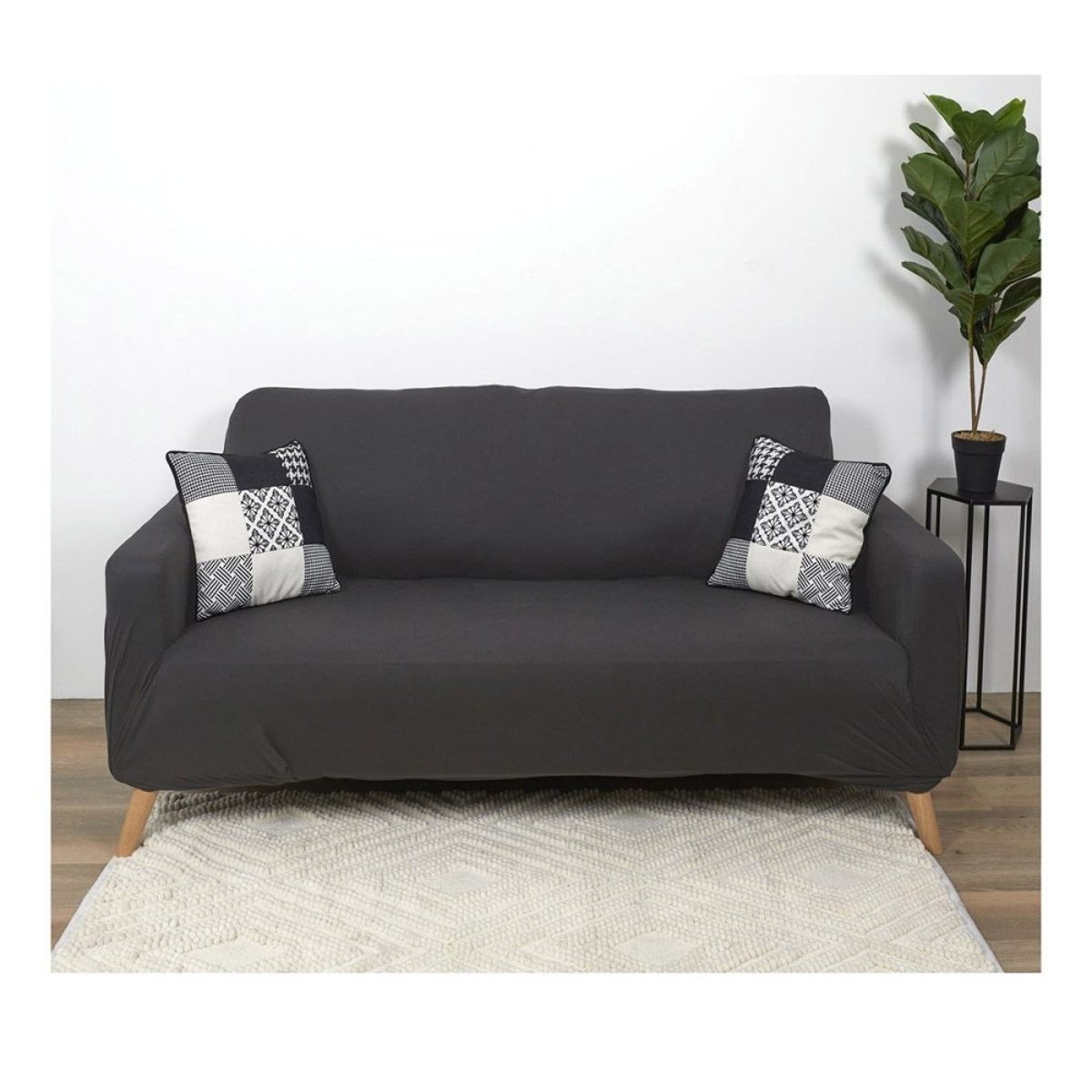 Housse De Canapé 2 Places Extensible Gris gris, DECORATIE