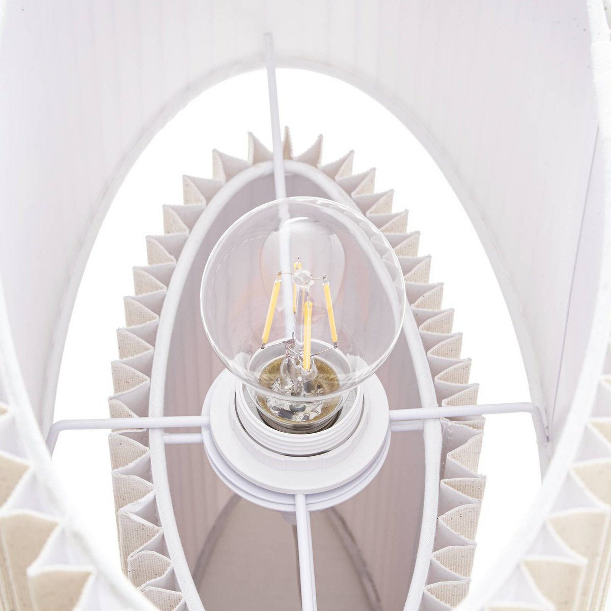 Lampe à poser en textile, Tazia blanc crème, LINDBY