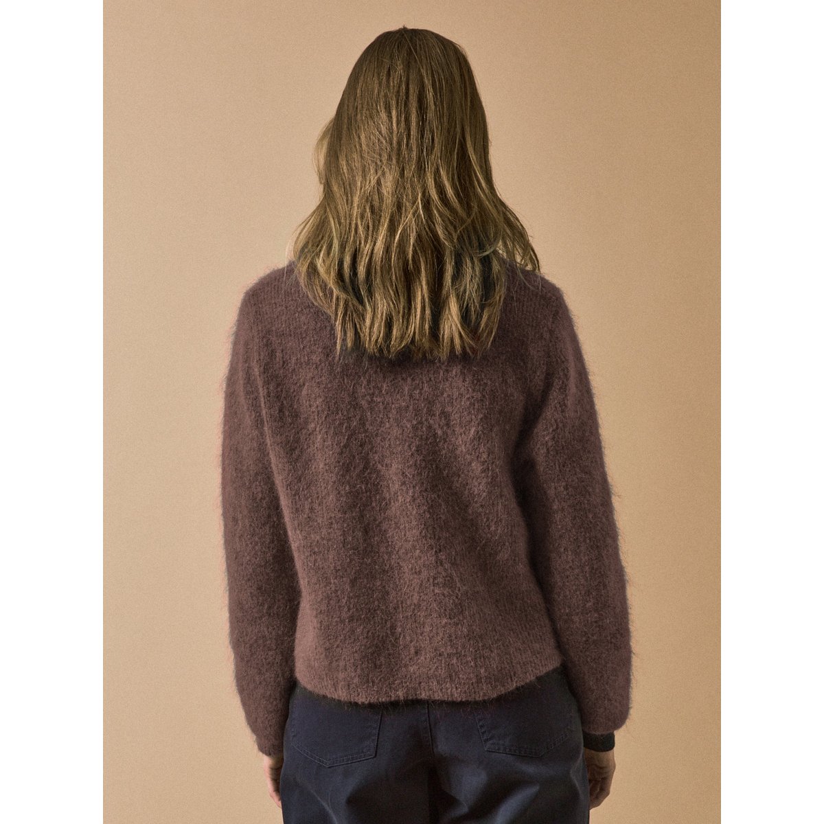 Gilet avec laine et mohair chocolat, CYRILLUS